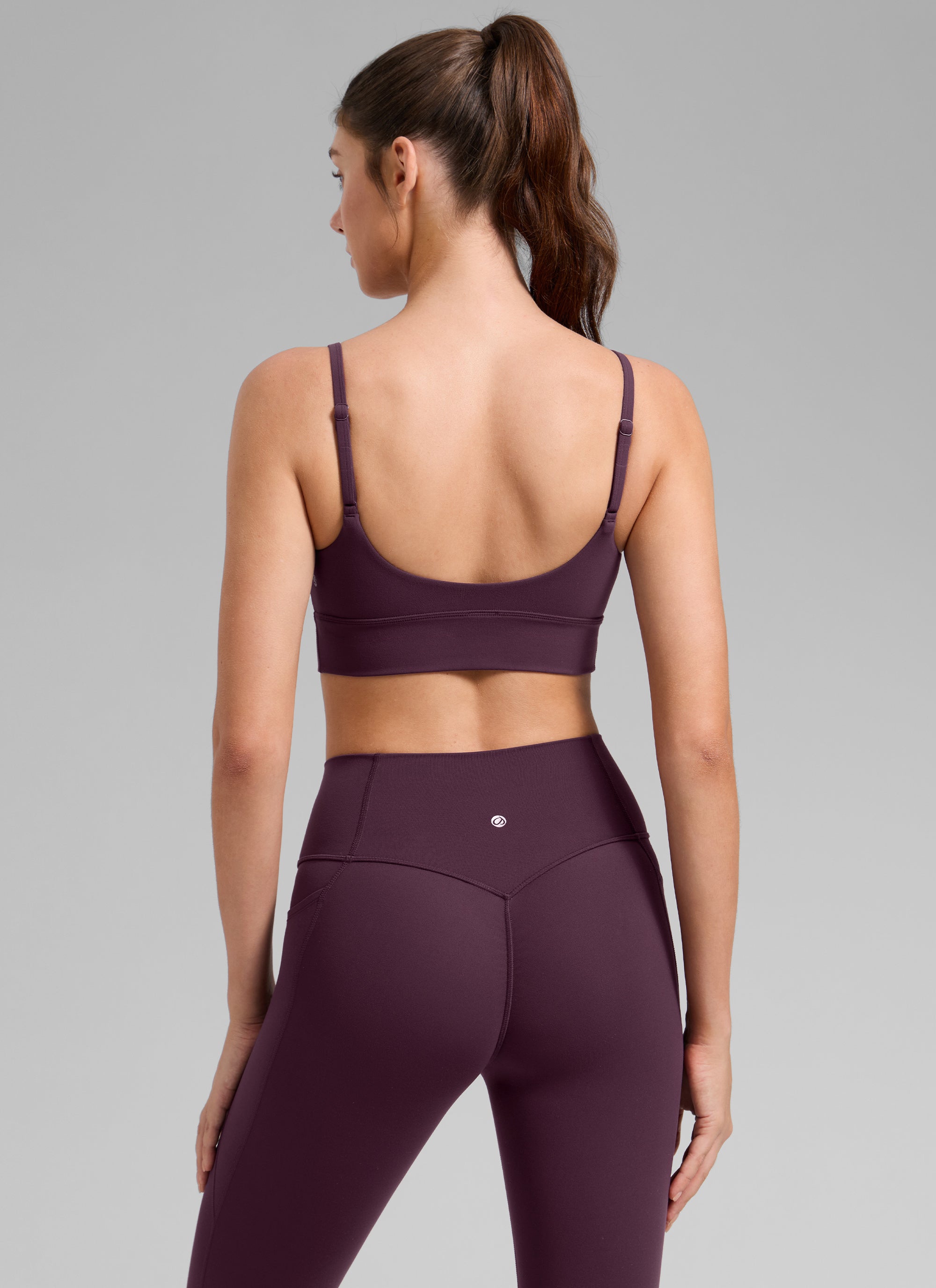 CRZ YOGA Women's Butterlift Yoga Longline Built in Bra Sports Bra Deep Purple