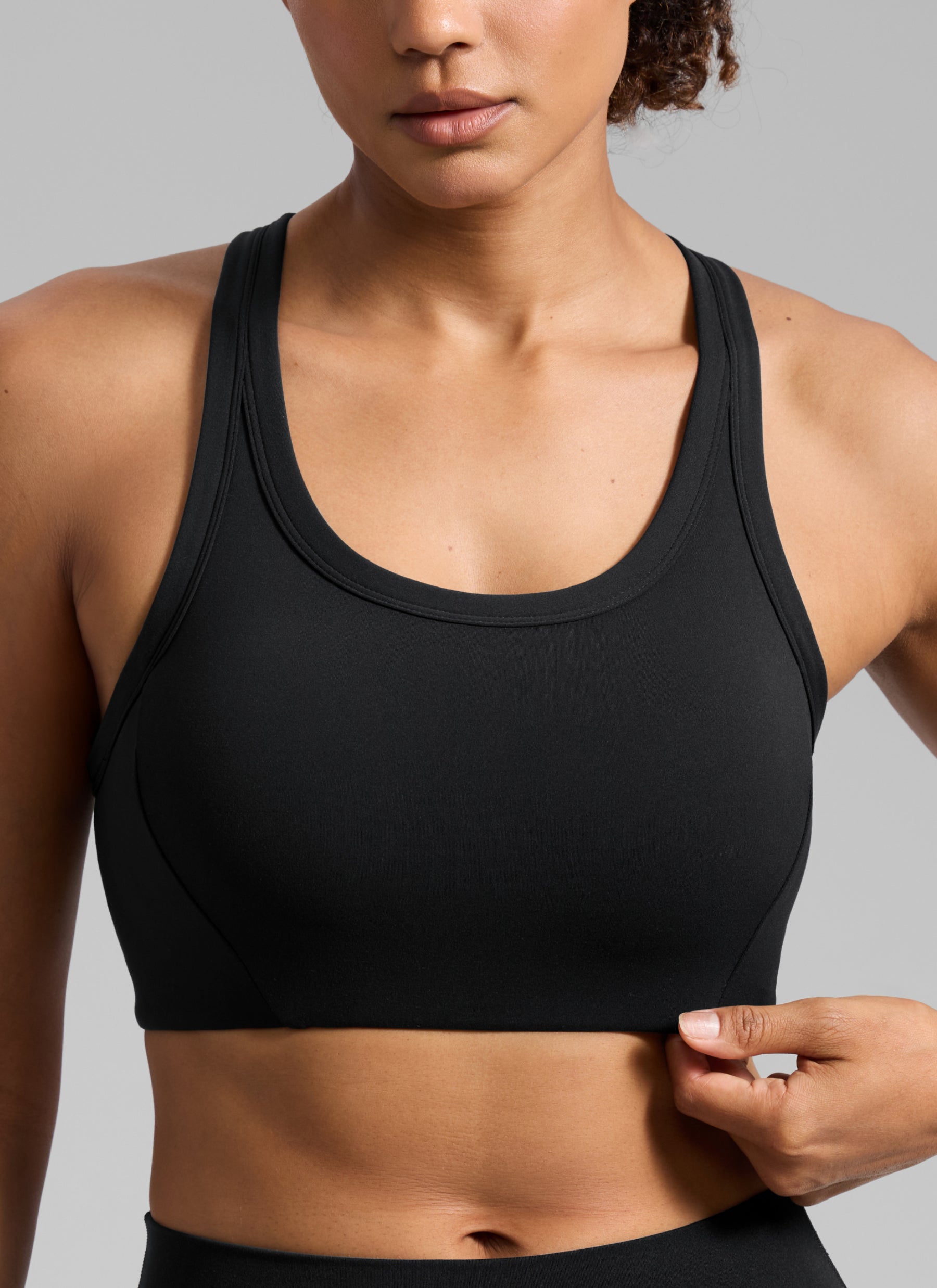 CRZ YOGA Women's Butterbreeze Training Racerback Longline Sports Bra Black