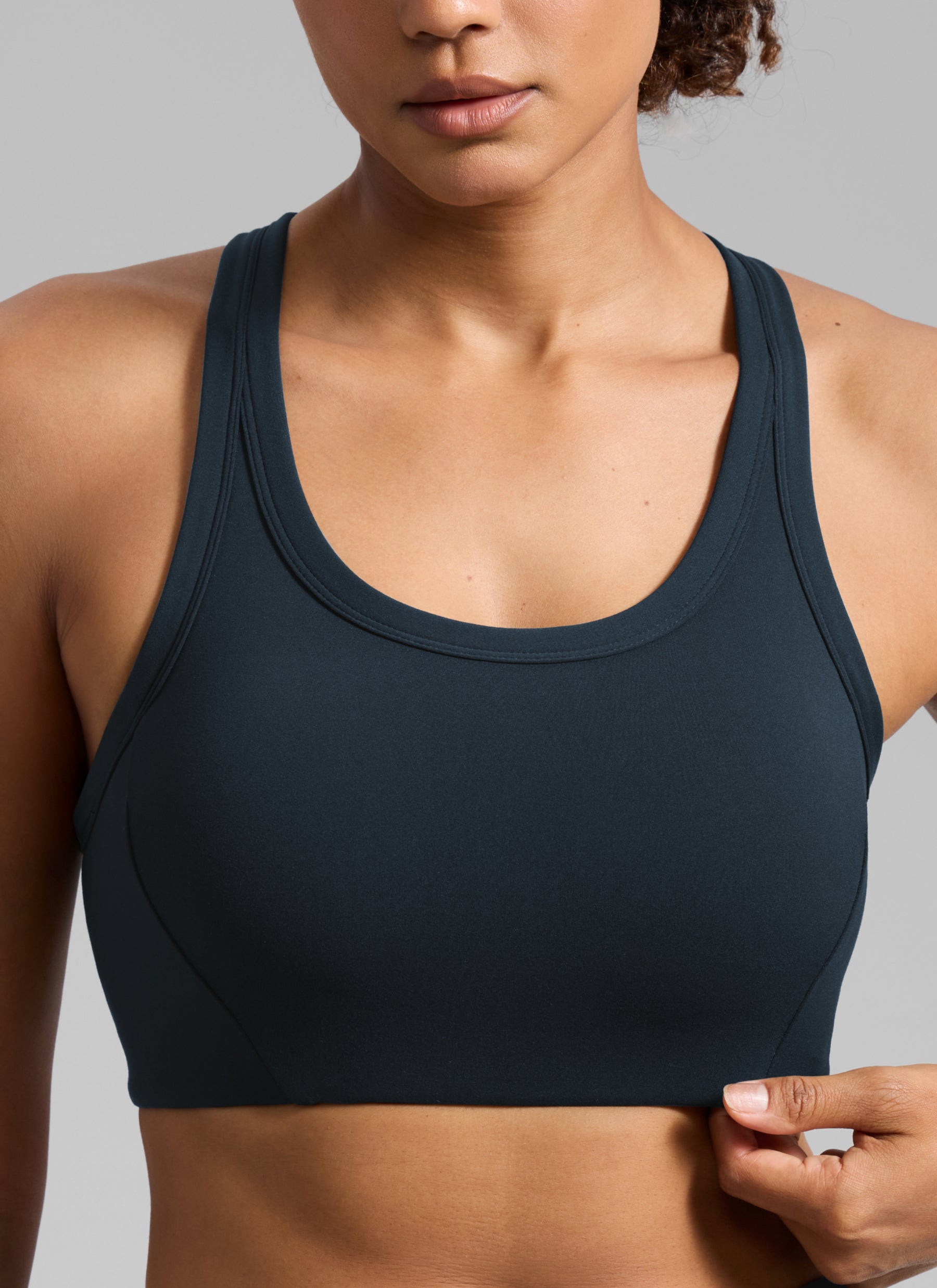 CRZ YOGA Women's Butterbreeze Training Racerback Longline Sports Bra True Navy