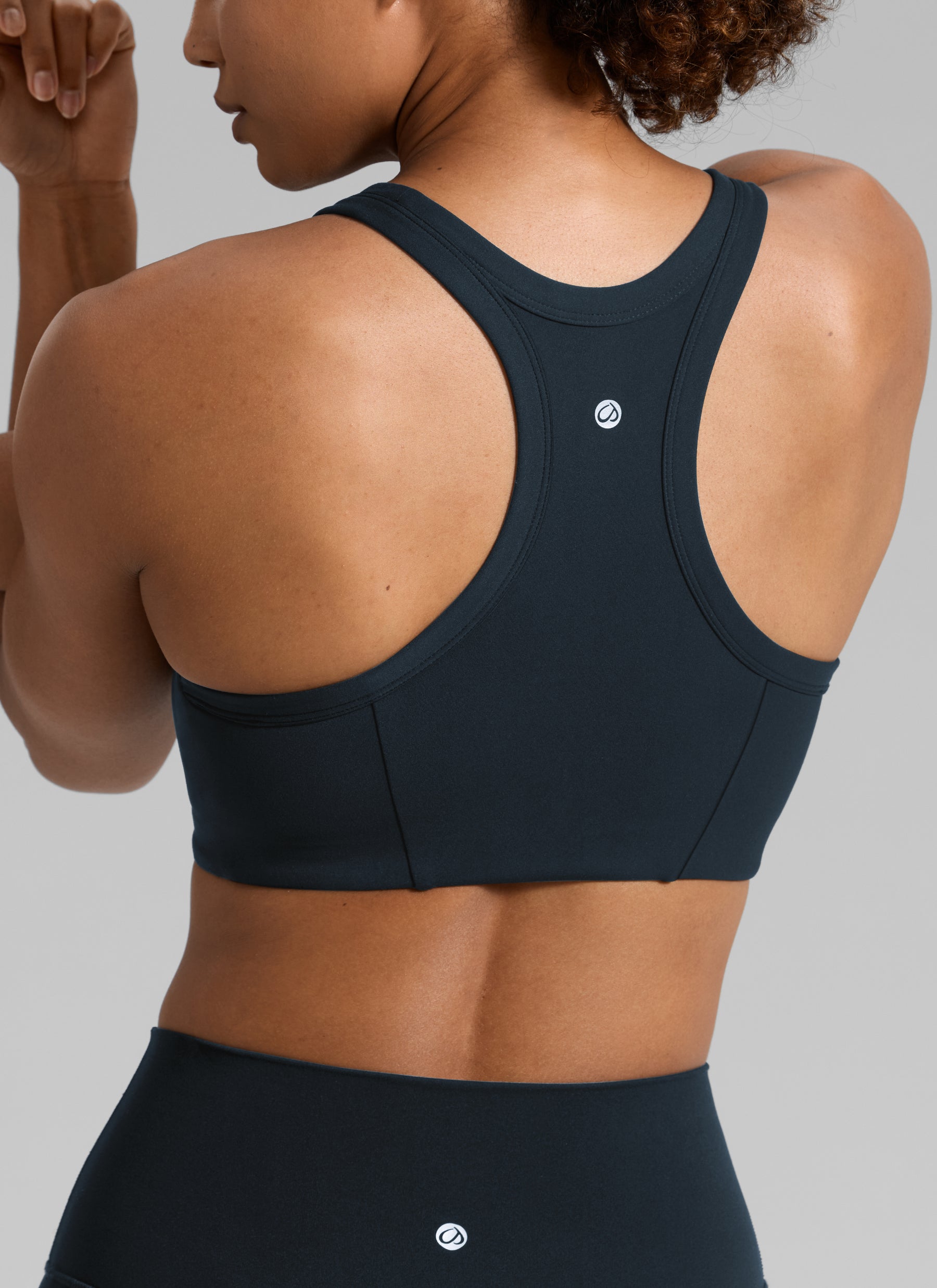 CRZ YOGA Women's Butterbreeze Training Racerback Longline Sports Bra True Navy