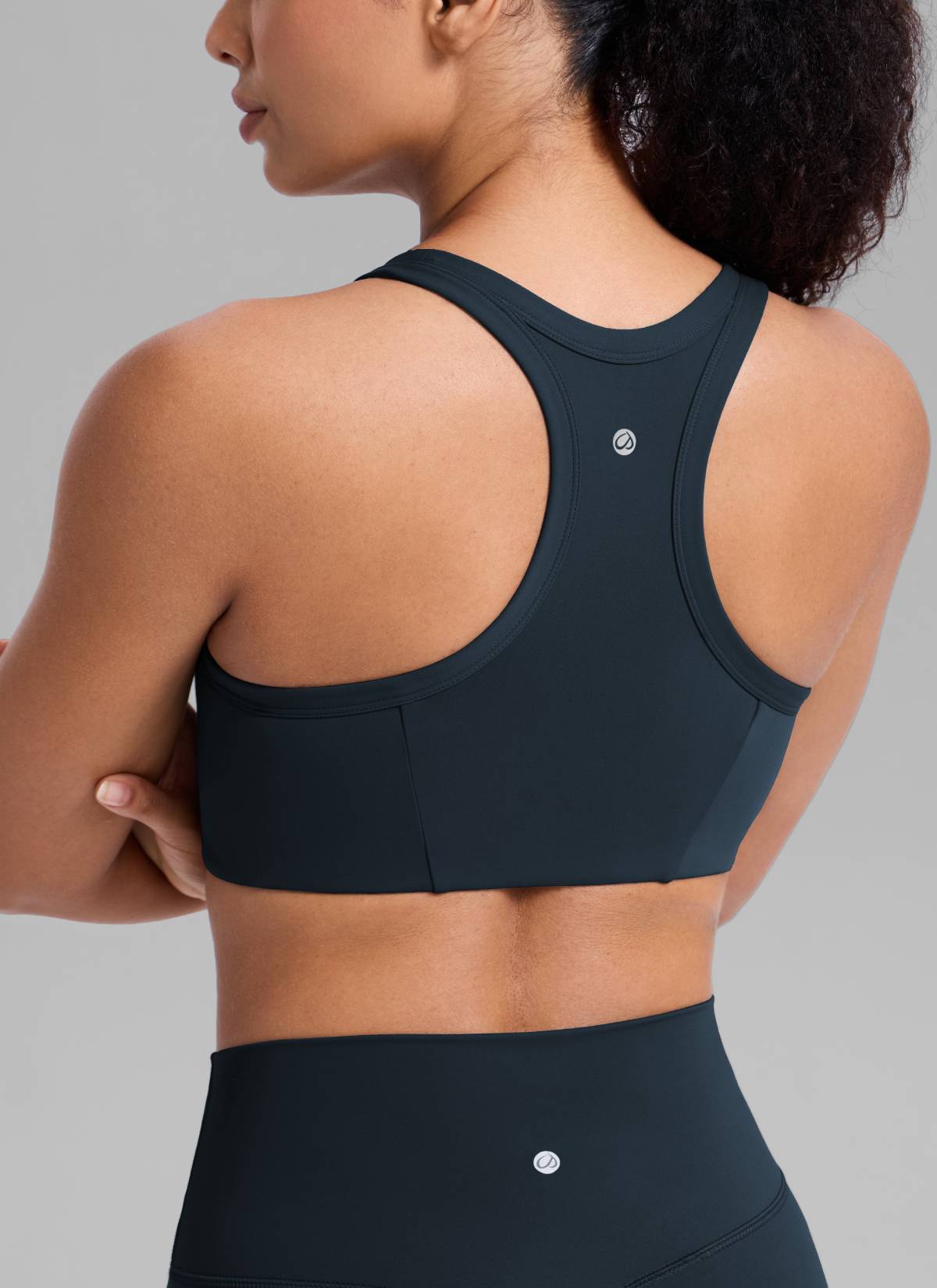 CRZ YOGA Women's Butterbreeze Training Racerback Longline Sports Bra True Navy