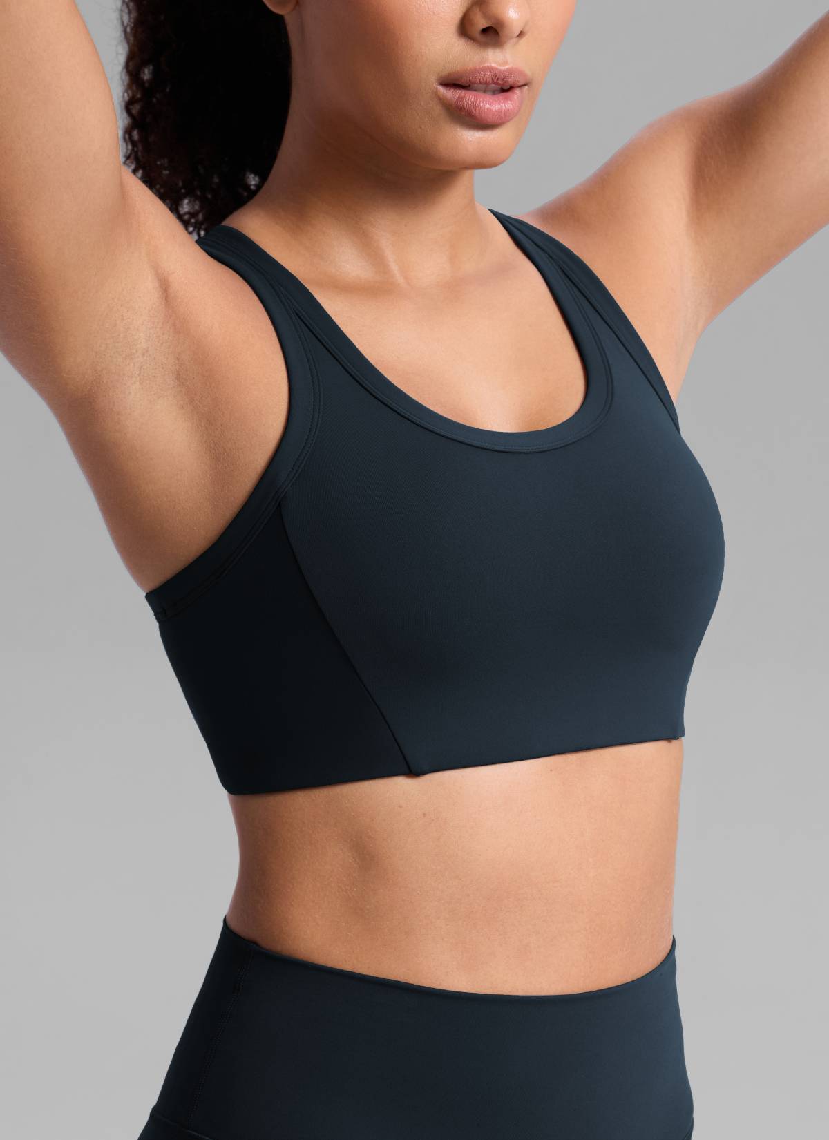 CRZ YOGA Women's Butterbreeze Training Racerback Longline Sports Bra True Navy