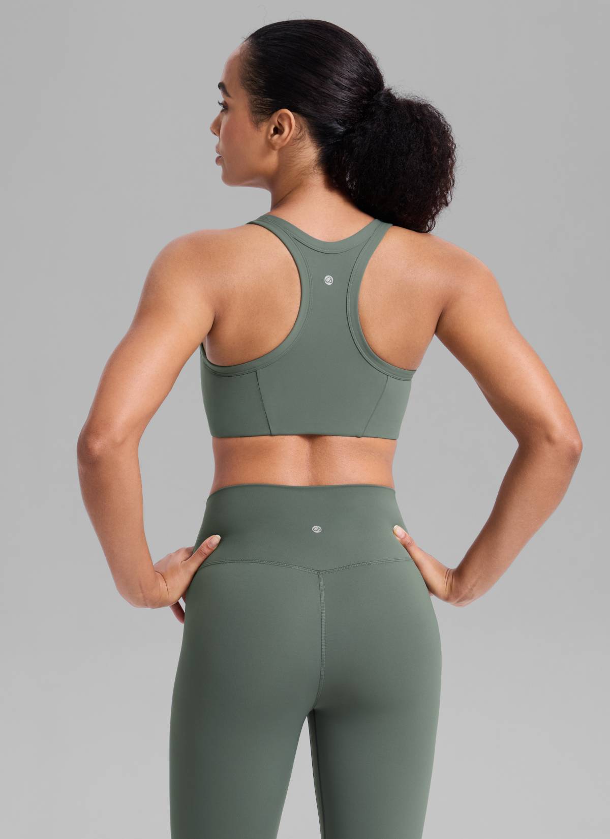 CRZ YOGA Women's Butterbreeze Training Racerback Longline Sports Bra Grey Sage