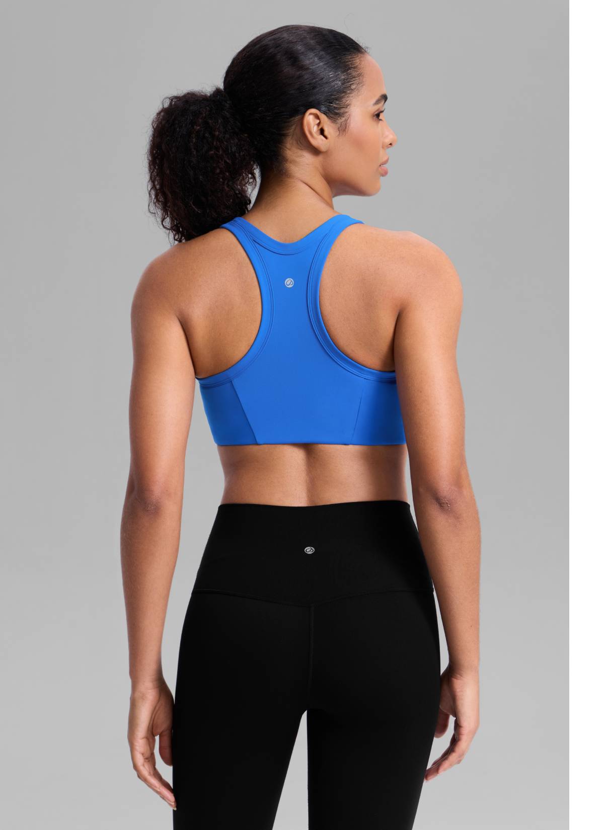 CRZ YOGA Women's Butterbreeze Training Racerback Longline Sports Bra Sparkle Blue