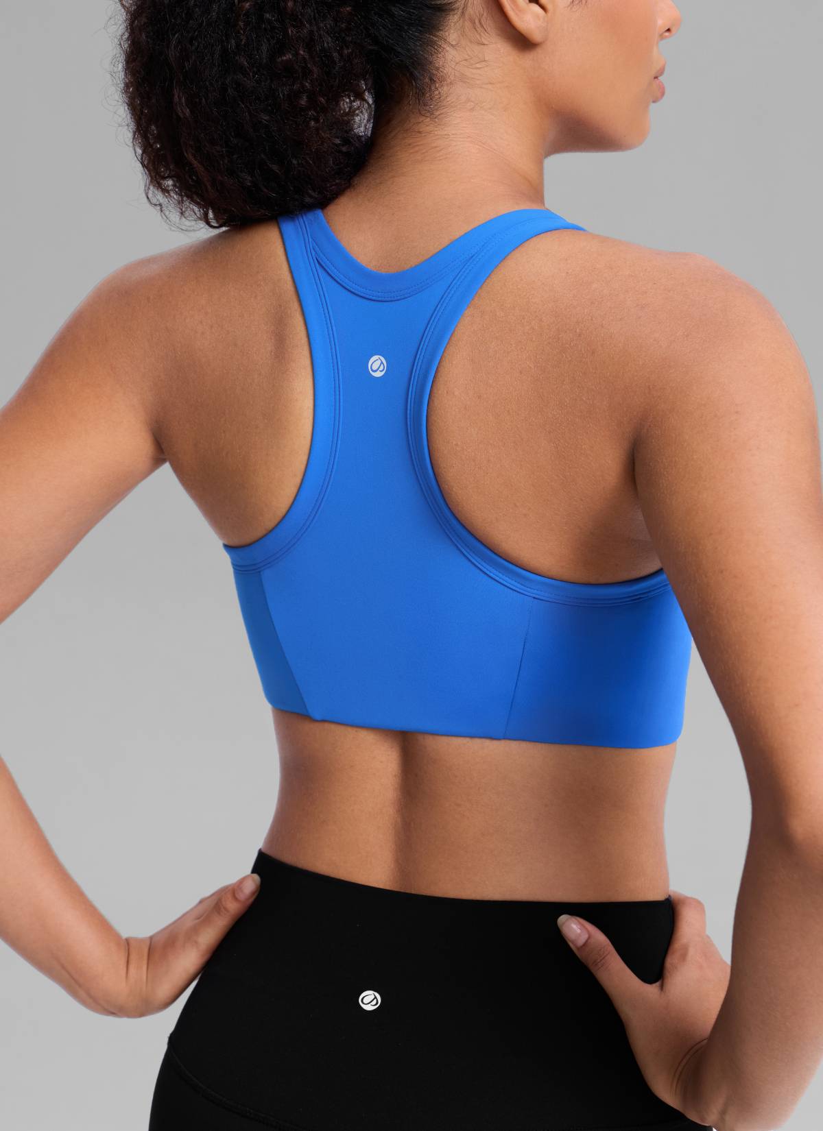 CRZ YOGA Women's Butterbreeze Training Racerback Longline Sports Bra Sparkle Blue