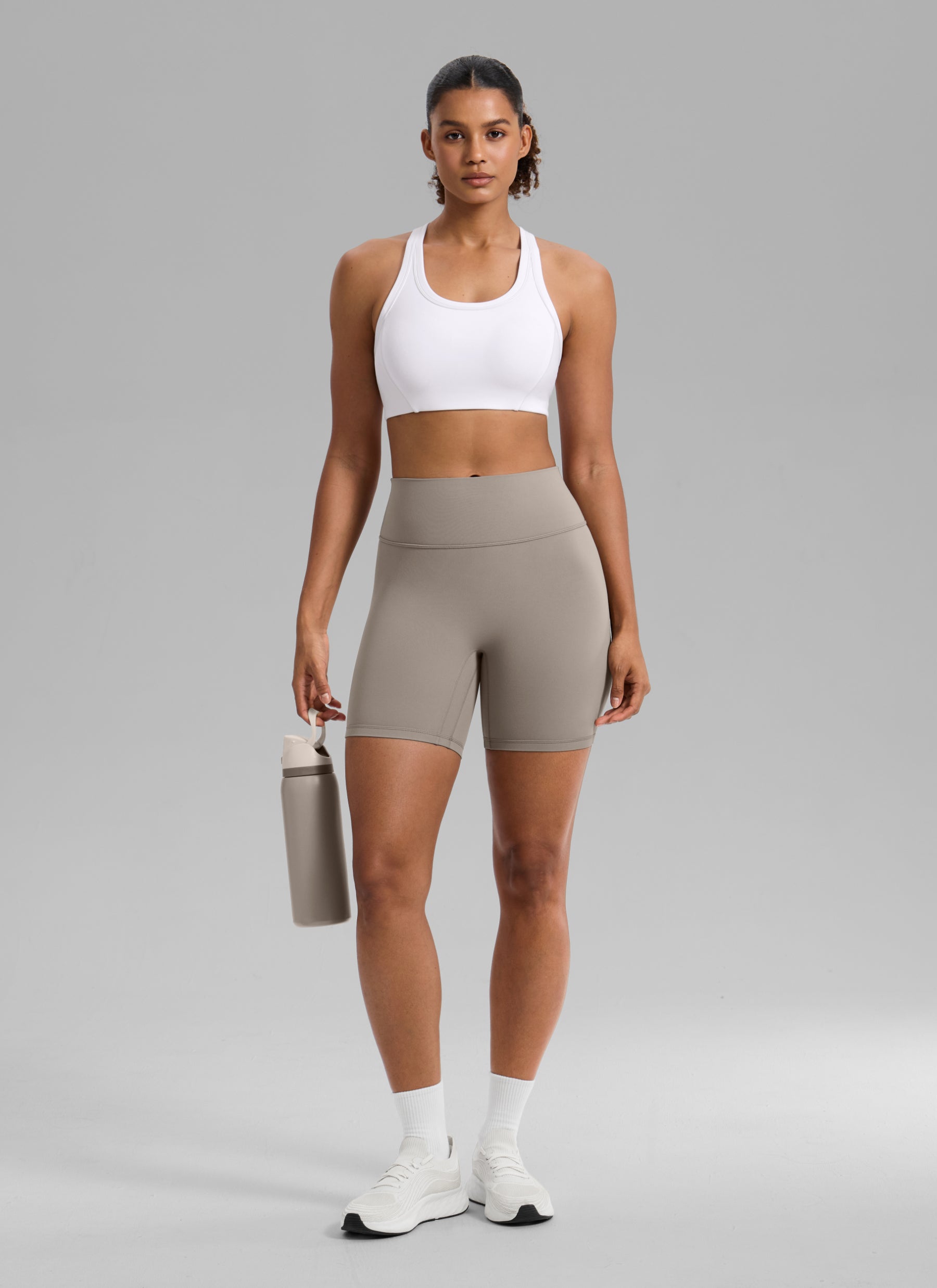 CRZ YOGA Women's Butterbreeze Training Racerback Longline Sports Bra White