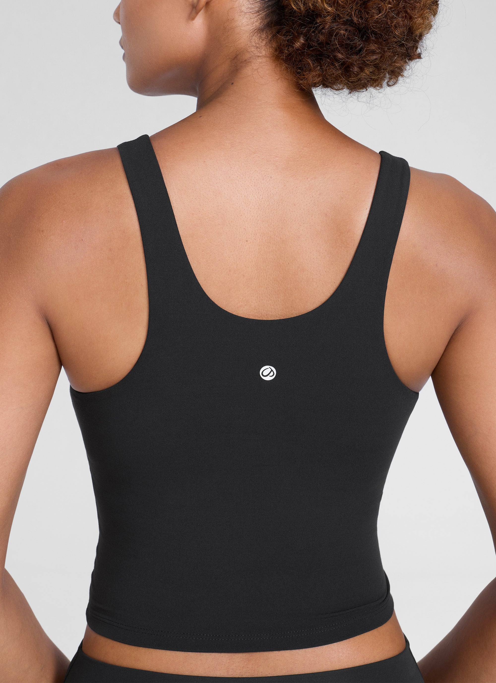 CRZ YOGA Womens Butterlift Racerback U Neck Yoga Built in Bra Tank Black