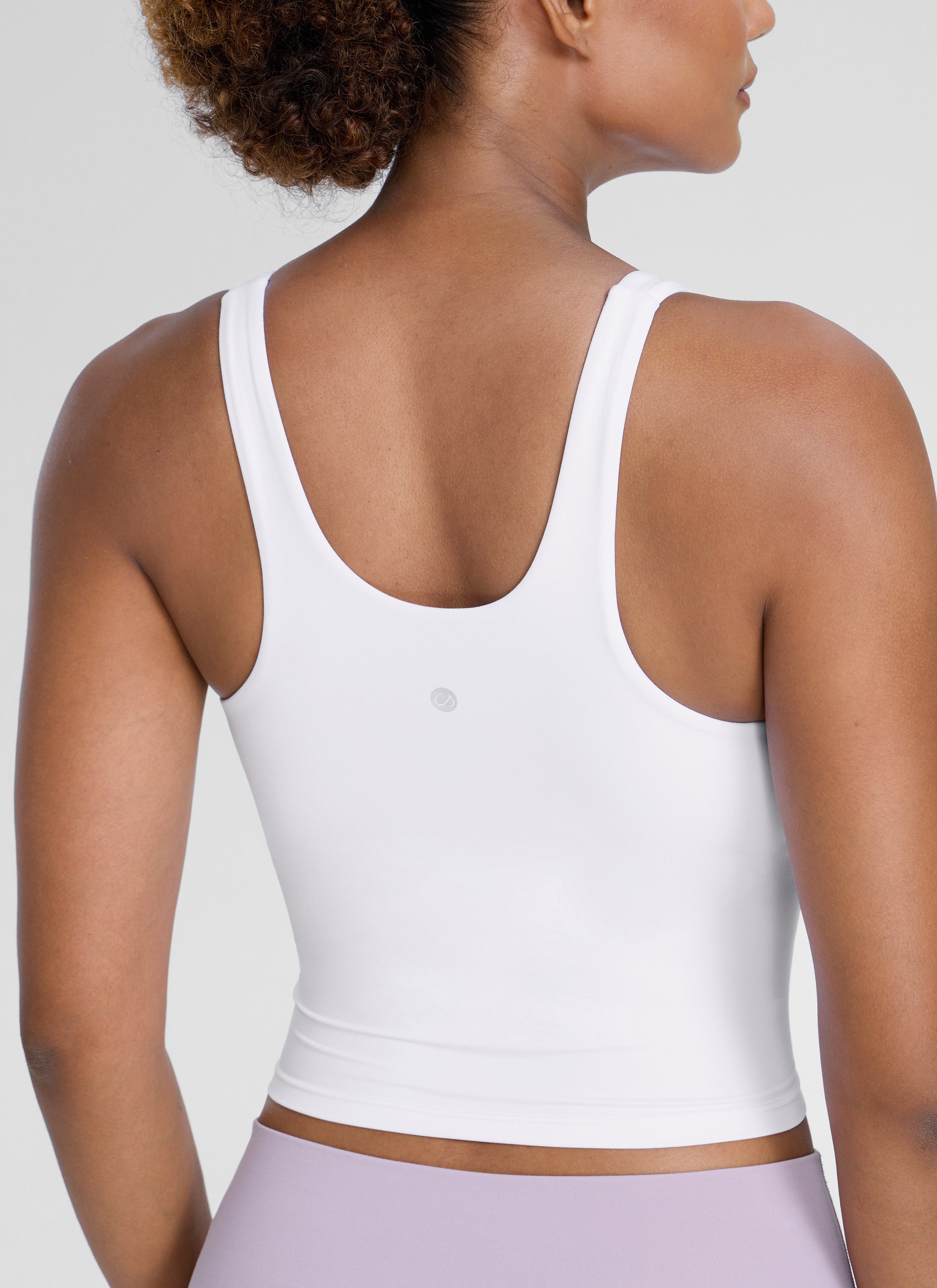 CRZ YOGA Womens Butterlift Racerback U Neck Yoga Built in Bra Tank White