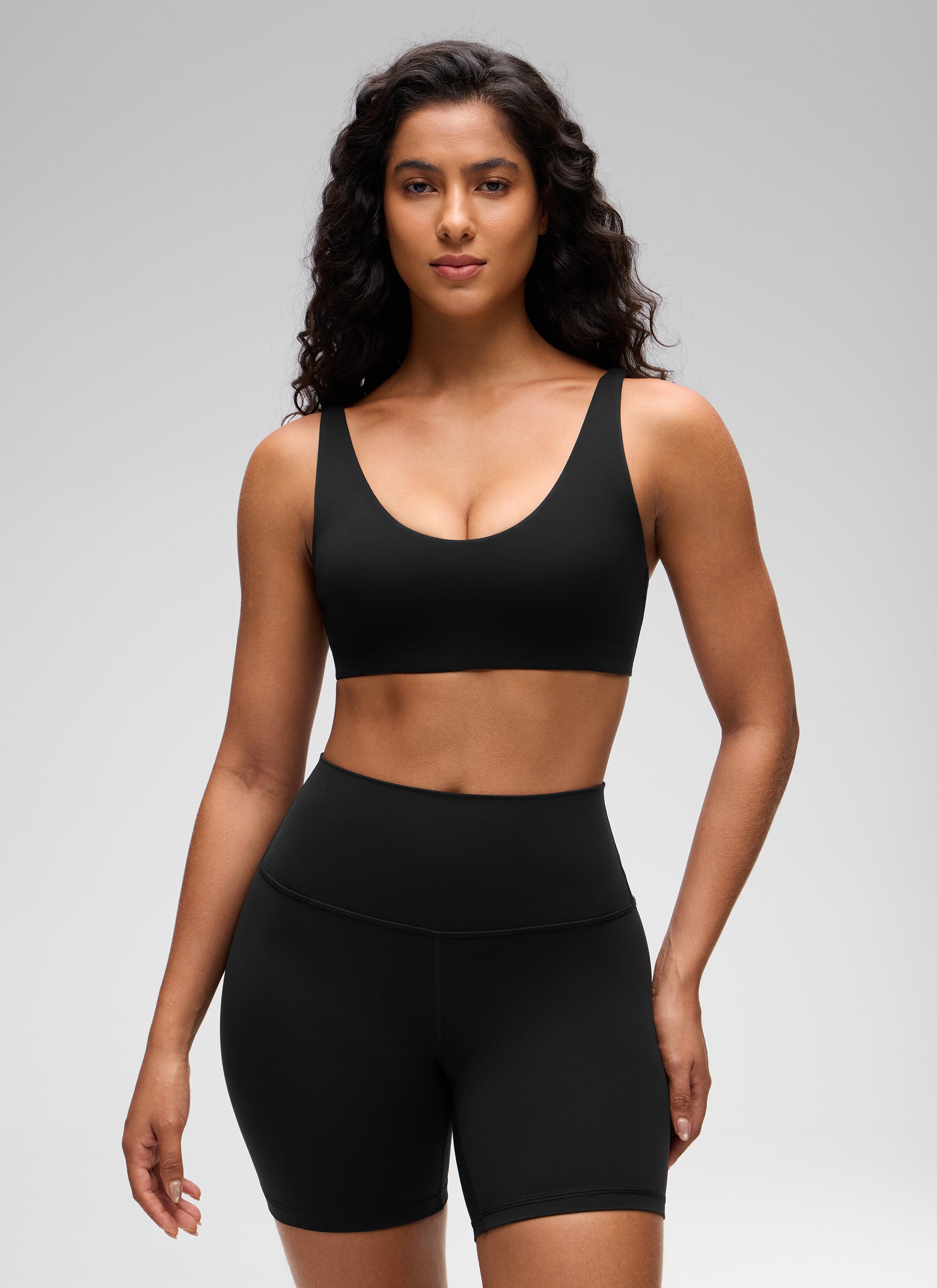 CRZ YOGA Women Butterluxe Soft Double Lined Scoop Neck Sports Bras Deep Red