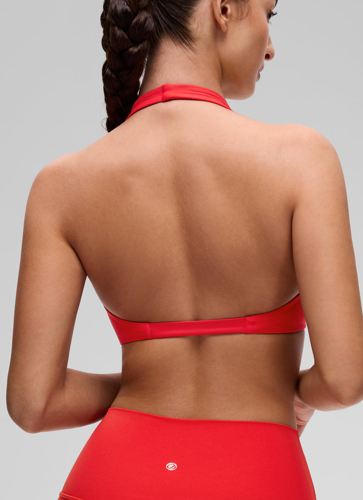 CRZ YOGA Women's Butterluxe Yoga V Neck Crop Double Lined Sports Bra Mojave Tan