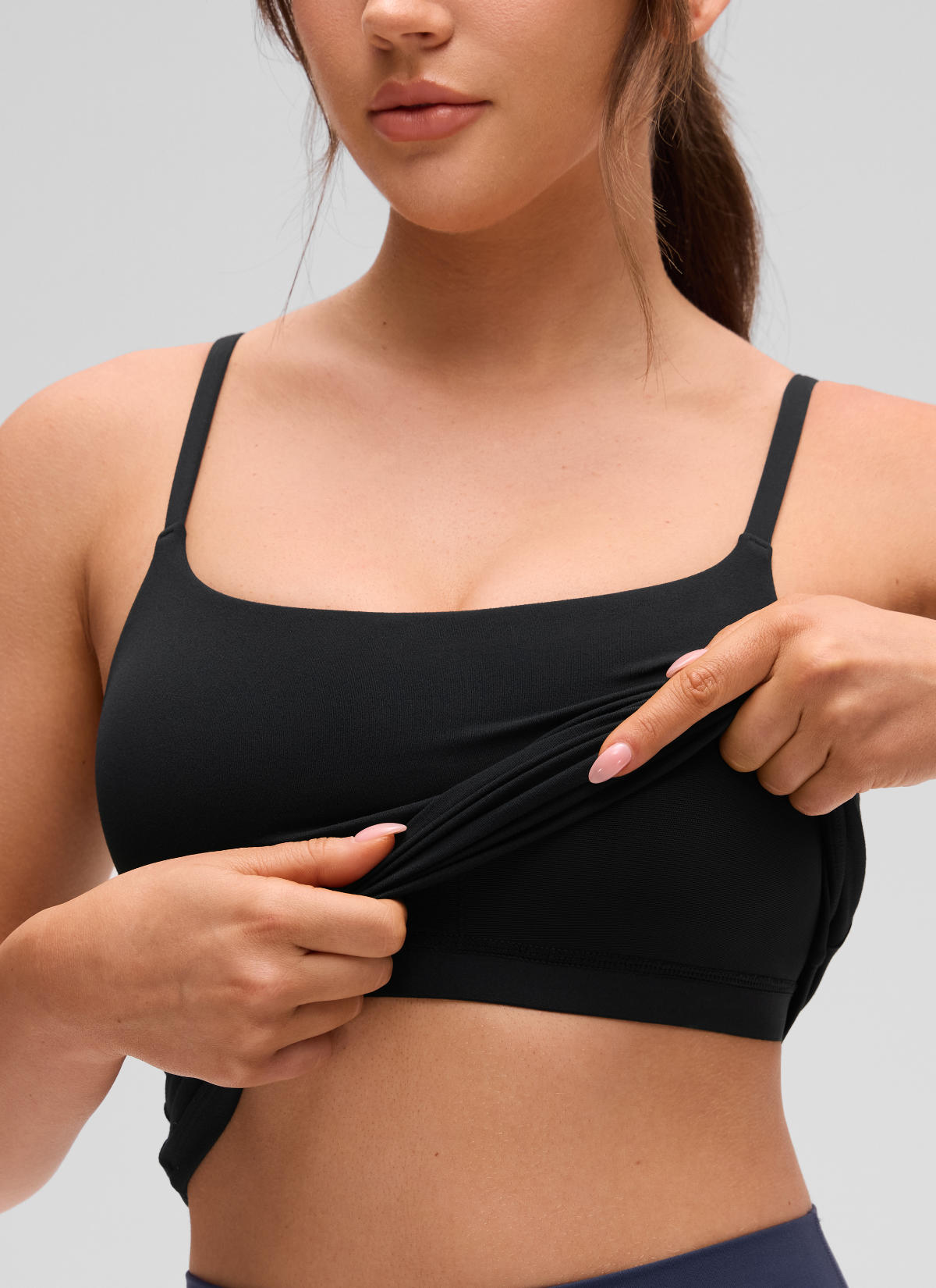 CRZ YOGA Women's Yoga Softretch U Back Waist Length Built in Bra Tank Black