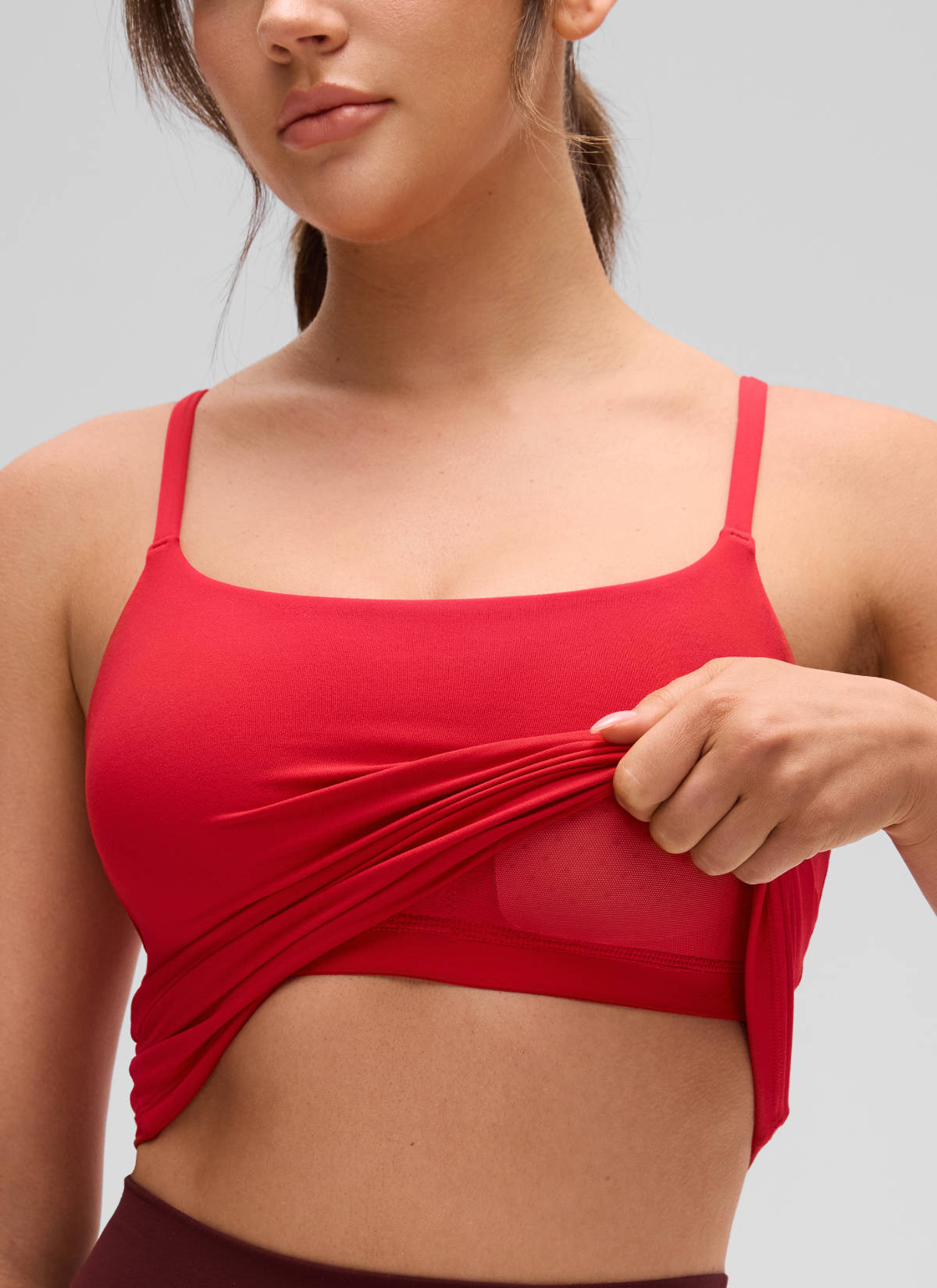 CRZ YOGA Women's Yoga Softretch U Back Waist Length Built in Bra Tank Aurora Red