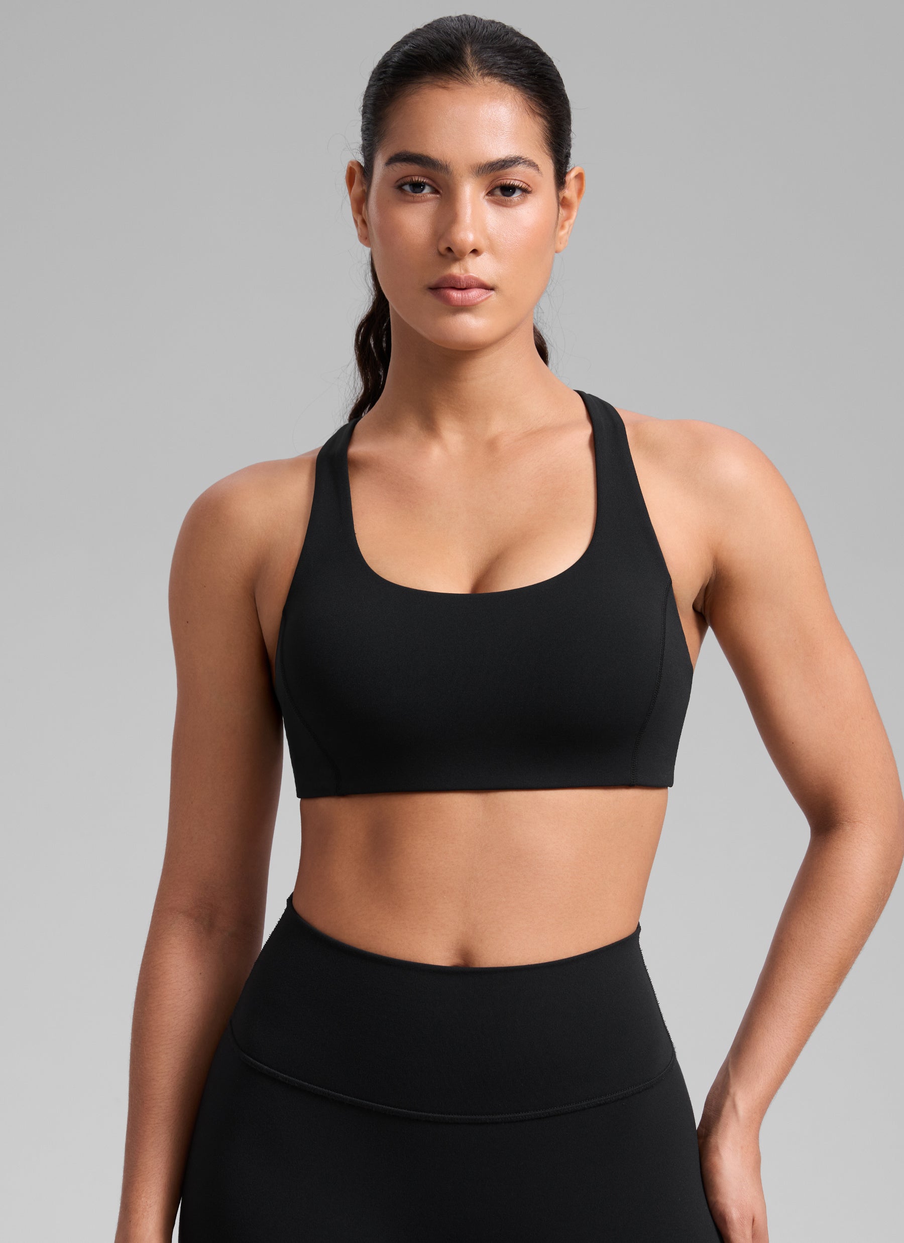 CRZ YOGA Women's SculptAir Training Criss Cross Back Straps Sports Bra Black