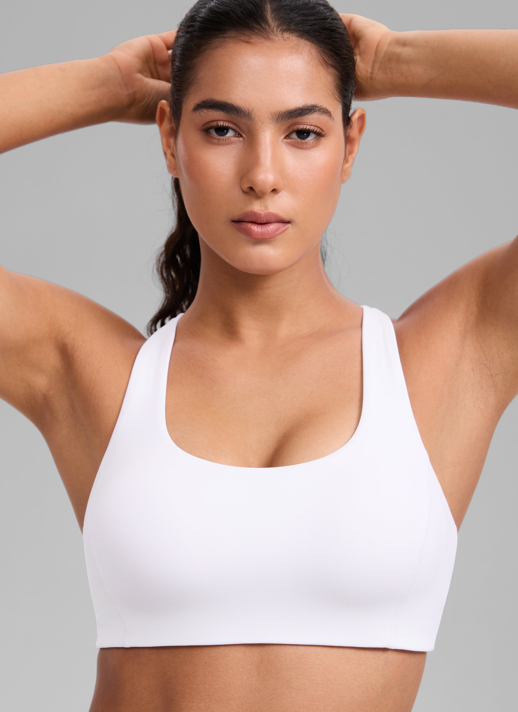 CRZ YOGA Women's SculptAir Training Criss Cross Back Straps Sports Bra White