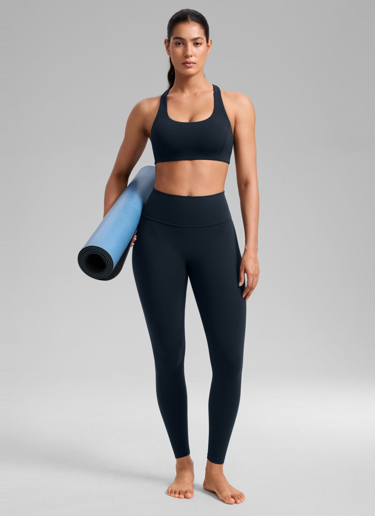 CRZ YOGA Women's SculptAir Training Cross Back Sports Bra True Navy @model_info:C