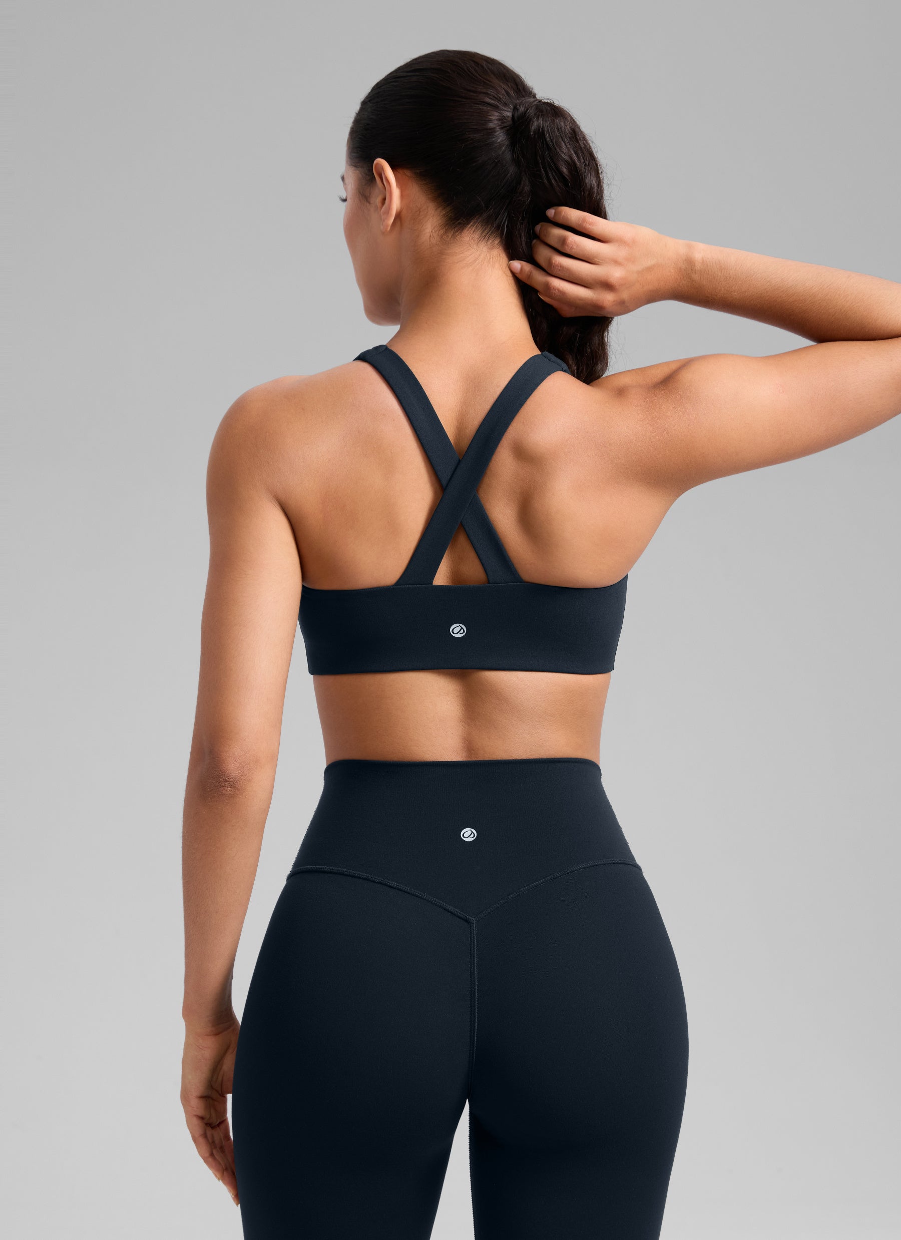 CRZ YOGA Women's SculptAir Training Cross Back Sports Bra True Navy @model_info:C