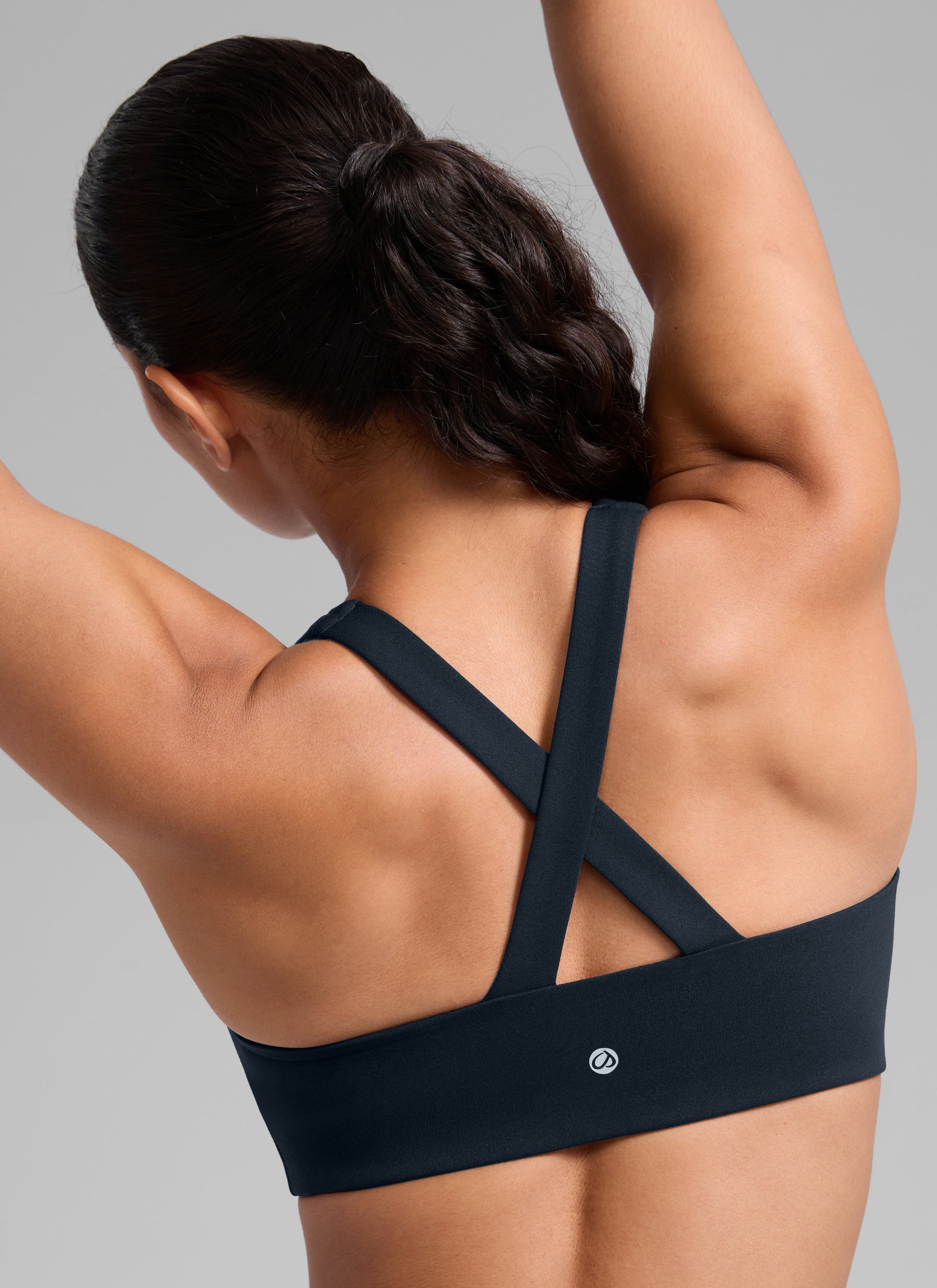CRZ YOGA Women's SculptAir Training Criss Cross Back Straps Sports Bra True Navy