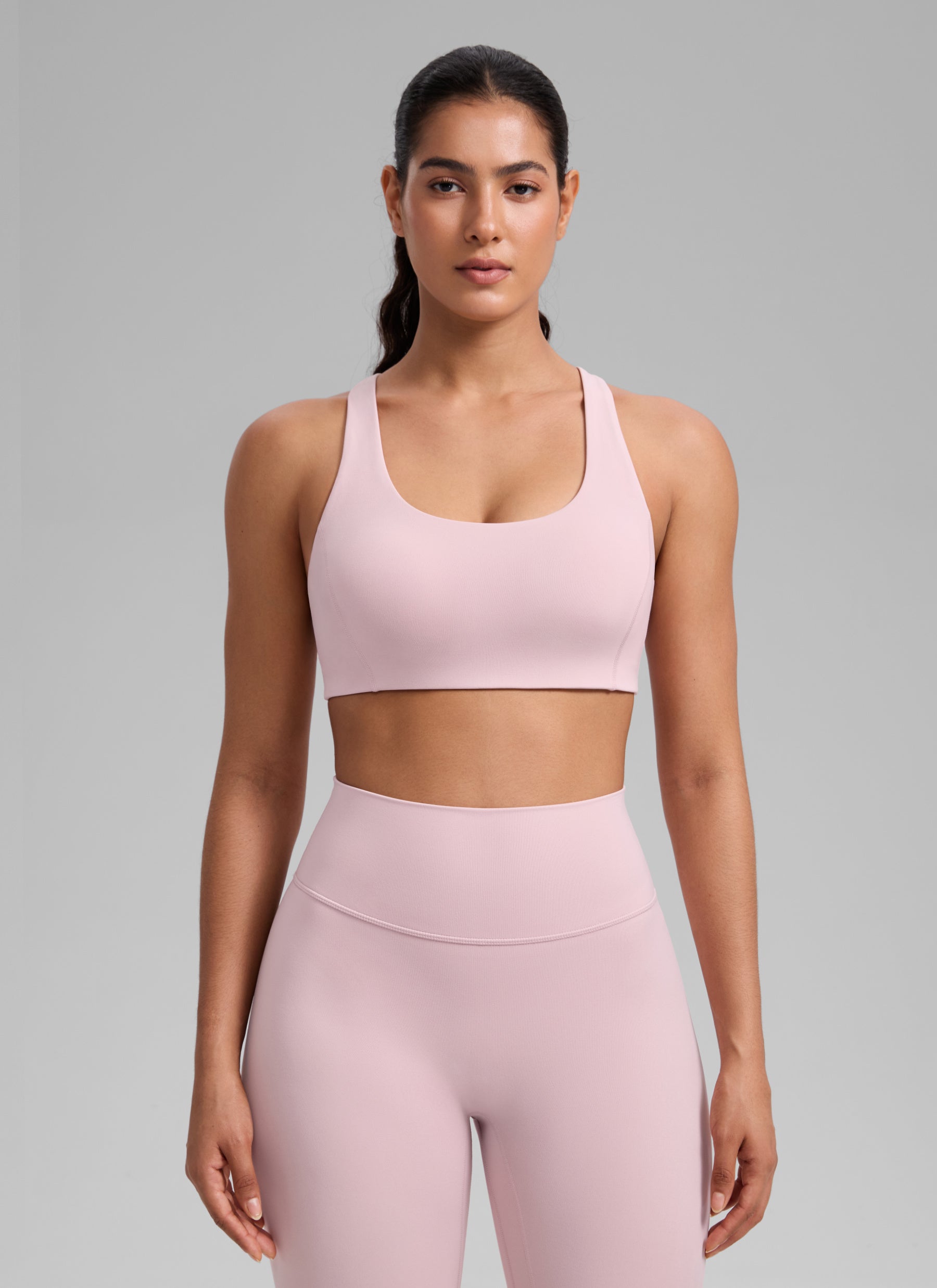 CRZ YOGA Women's SculptAir Training Criss Cross Back Straps Sports Bra Pink Haze