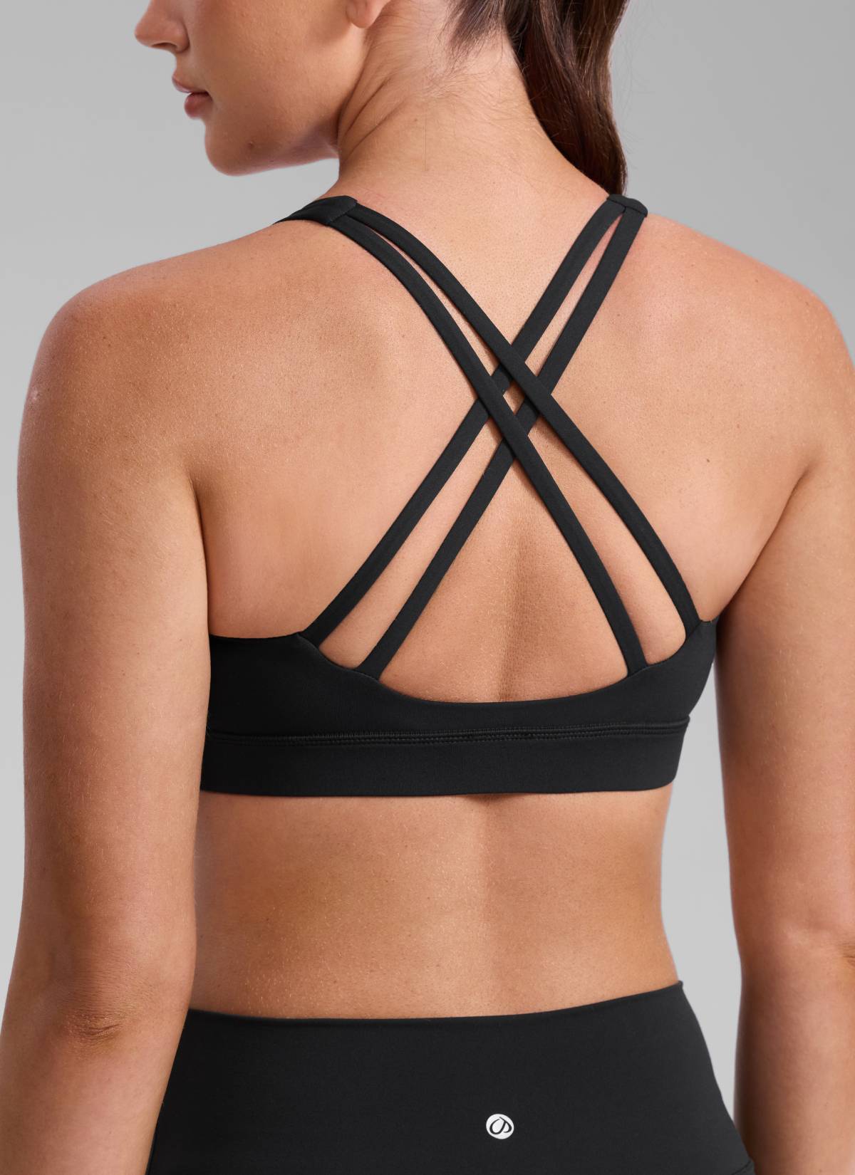 CRZ YOGA Women's Nakedfeel Training U Neck Criss Cross Back Sports Bra Black