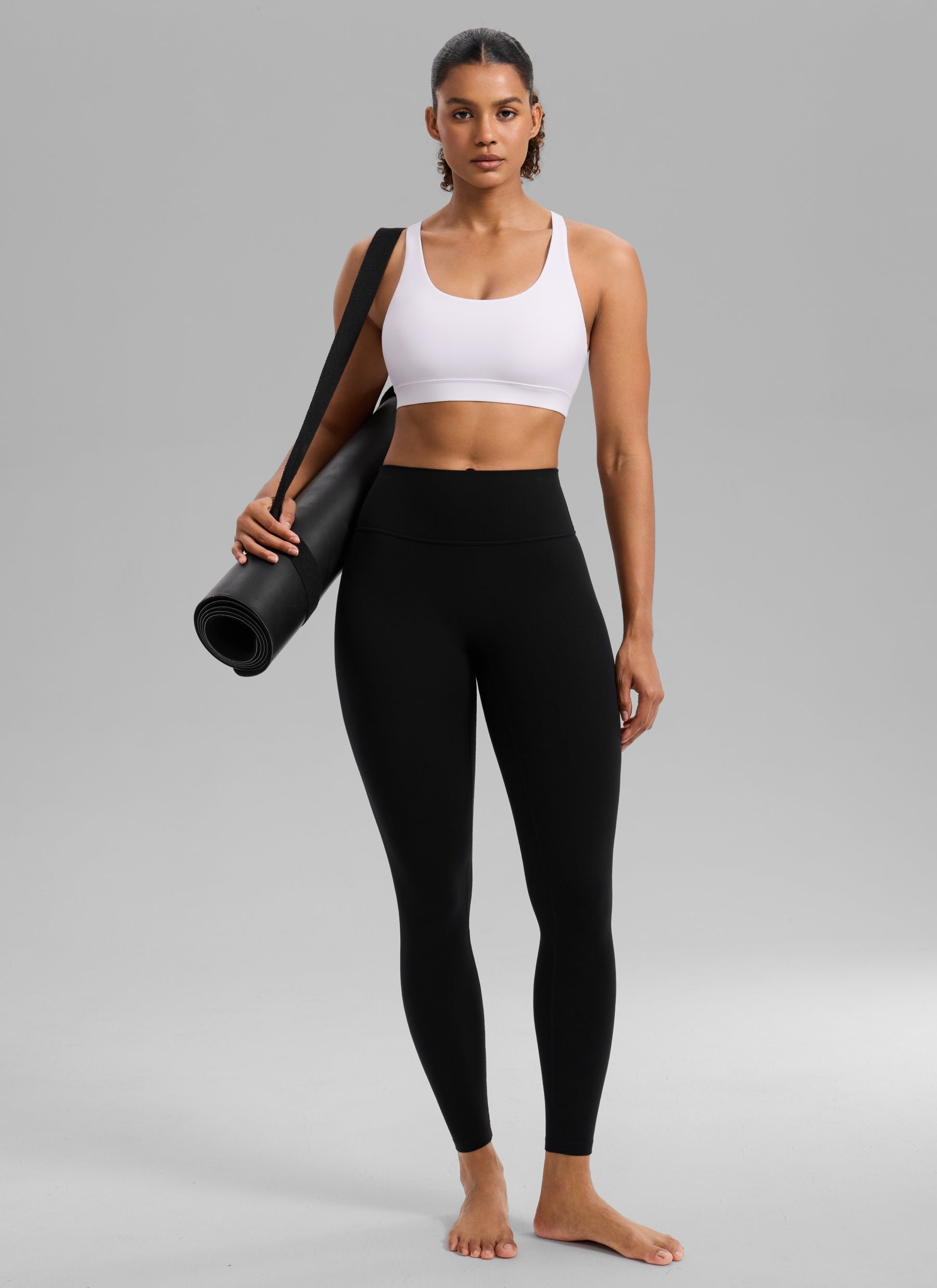CRZ YOGA Women's Nakedfeel Training U Neck Criss Cross Back Sports Bra White
