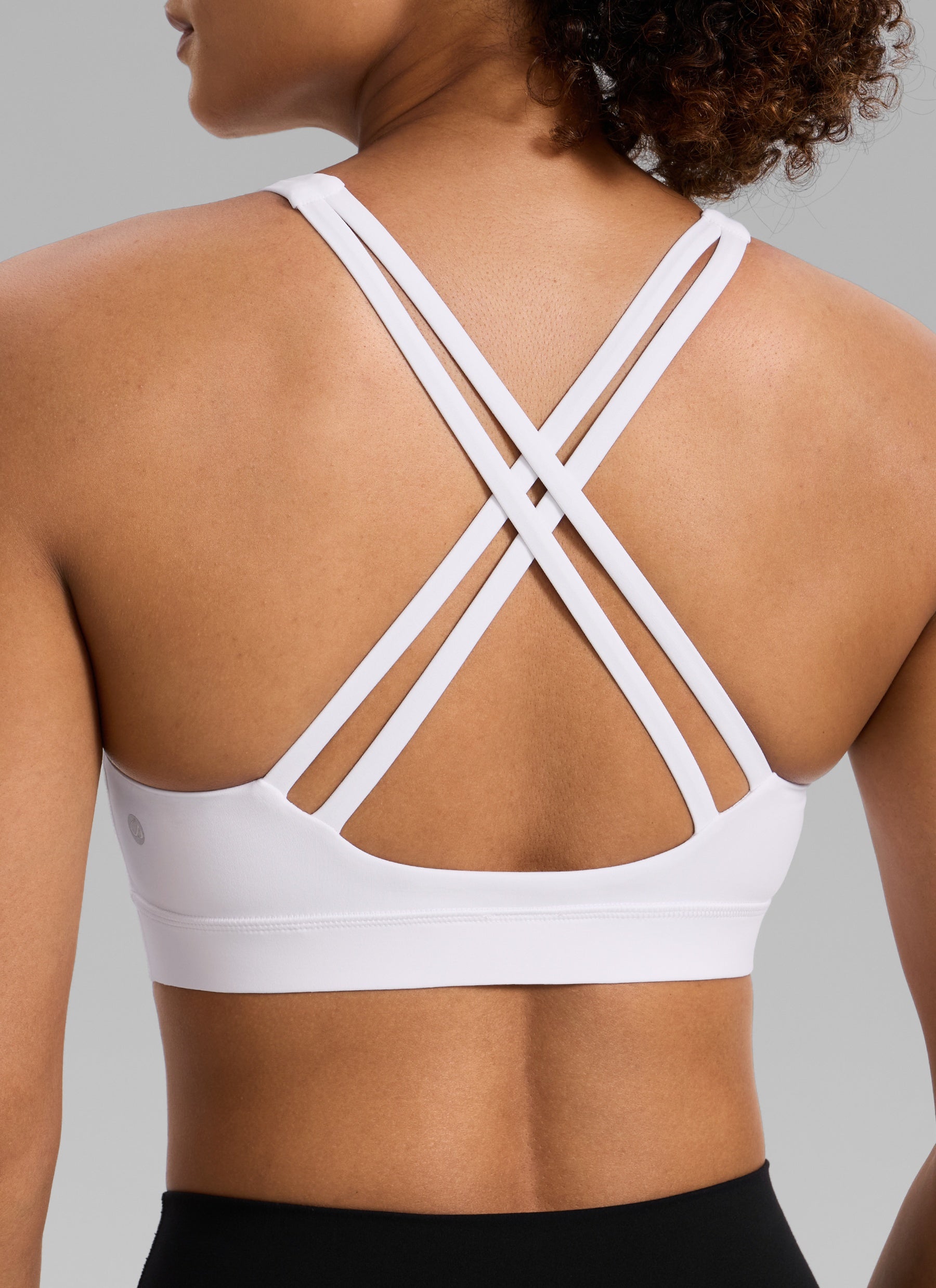 CRZ YOGA Women's Nakedfeel Training U Neck Criss Cross Back Sports Bra White