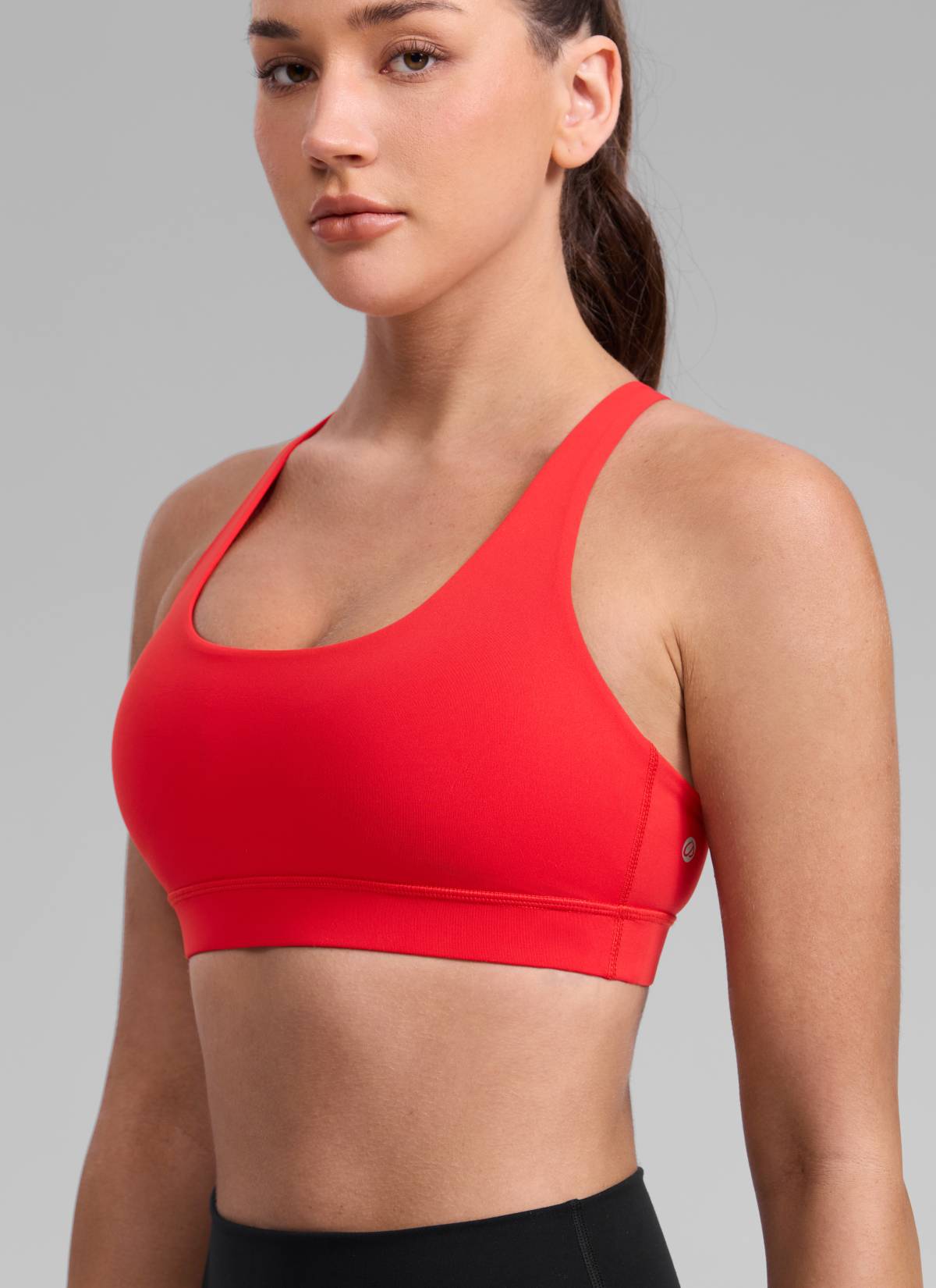 CRZ YOGA Women's Nakedfeel Training U Neck Criss Cross Back Sports Bra Deep Red