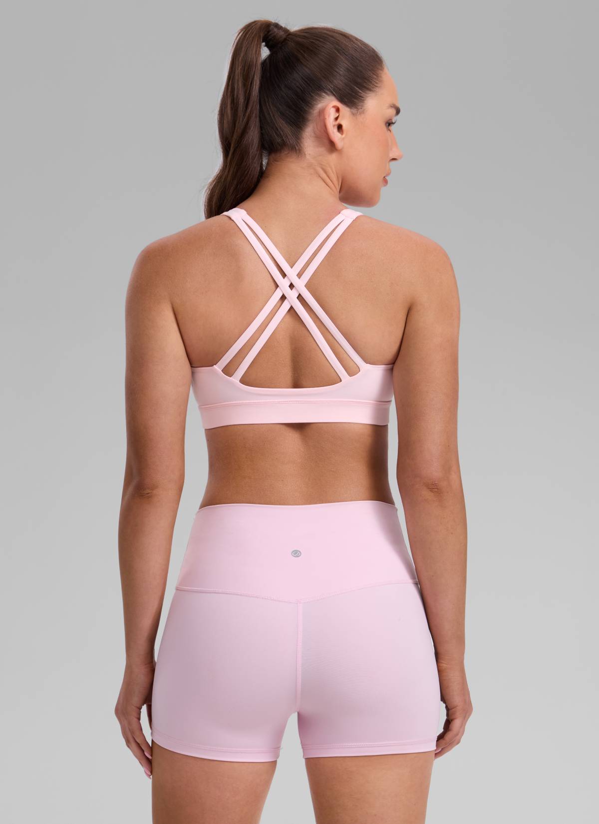 CRZ YOGA Women's Nakedfeel Training U Neck Criss Cross Back Sports Bra Strawberry Pink