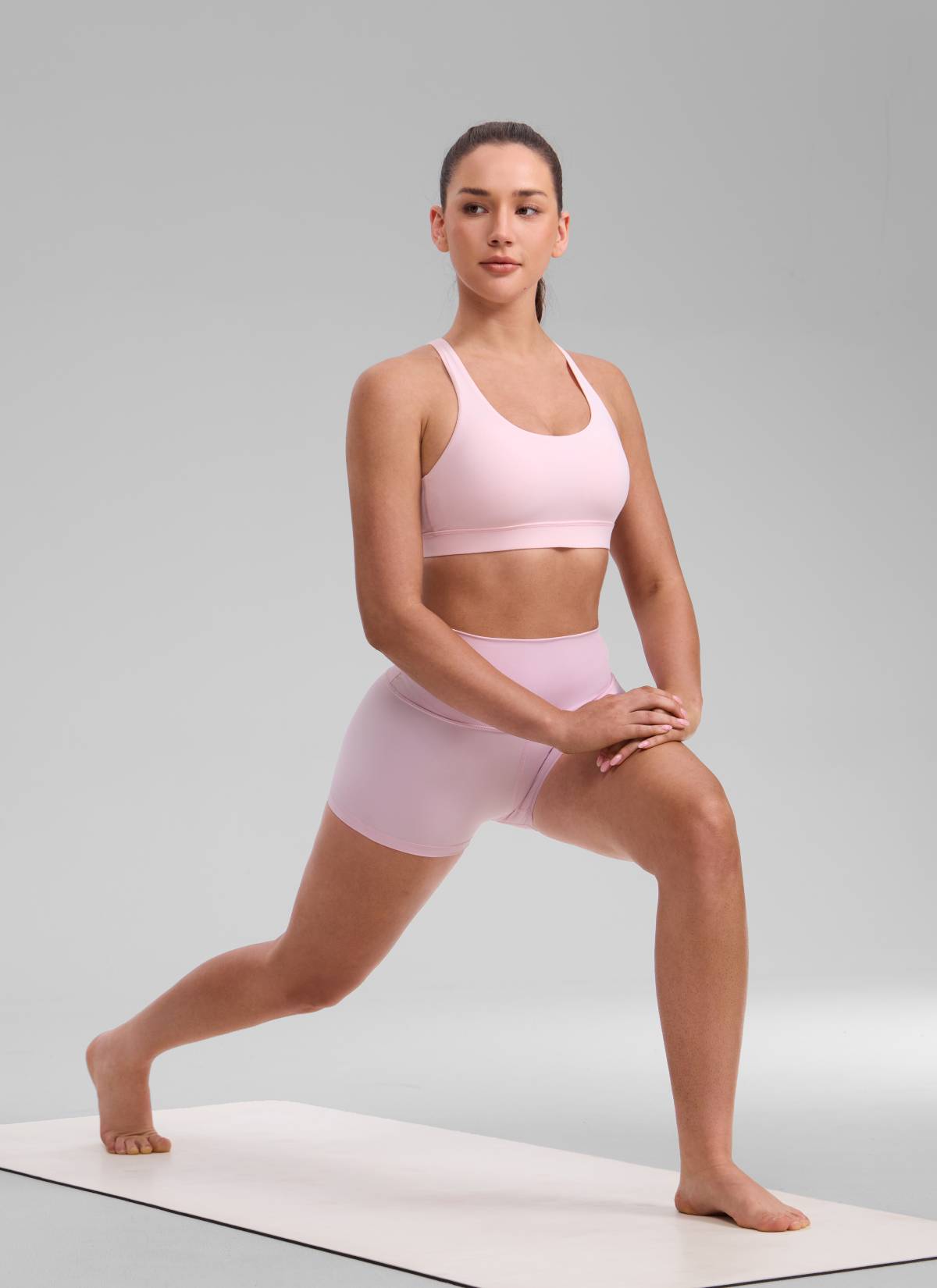 CRZ YOGA Women's Nakedfeel Training U Neck Criss Cross Back Sports Bra Strawberry Pink