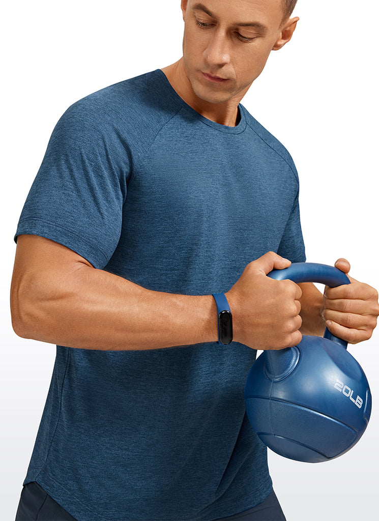 CRZ YOGA Men's Running Classic Fit Shirts Lightweight Short Sleeves White