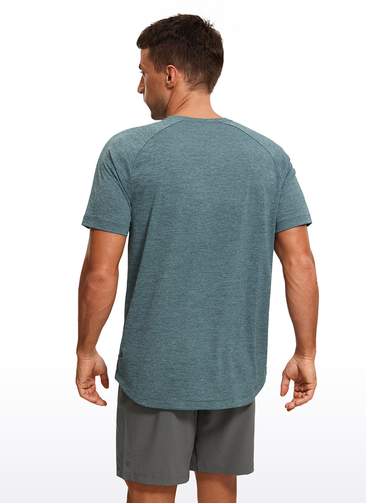 CRZ YOGA Men's Running Classic Fit Shirts Lightweight Short Sleeves Light Gray Heather