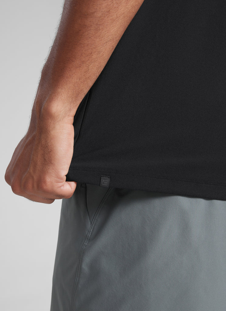 CRZ YOGA Men's Workout Lightweight Athletic Casual Short Sleeve Shirt Black