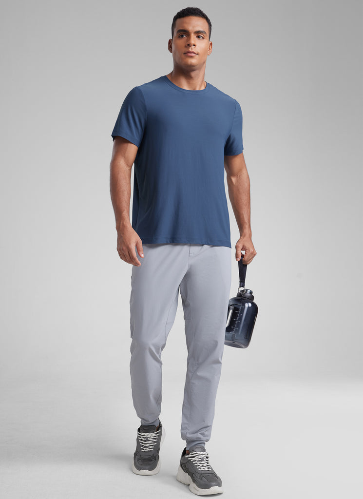 CRZ YOGA Men's Workout Lightweight Athletic Casual Short Sleeve Shirt Mysterious Grey