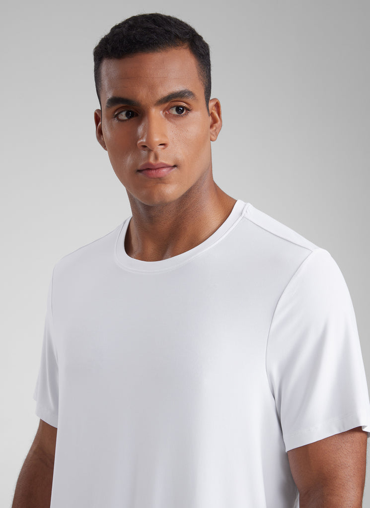 CRZ YOGA Men's Workout Lightweight Athletic Casual Short Sleeve Shirt White