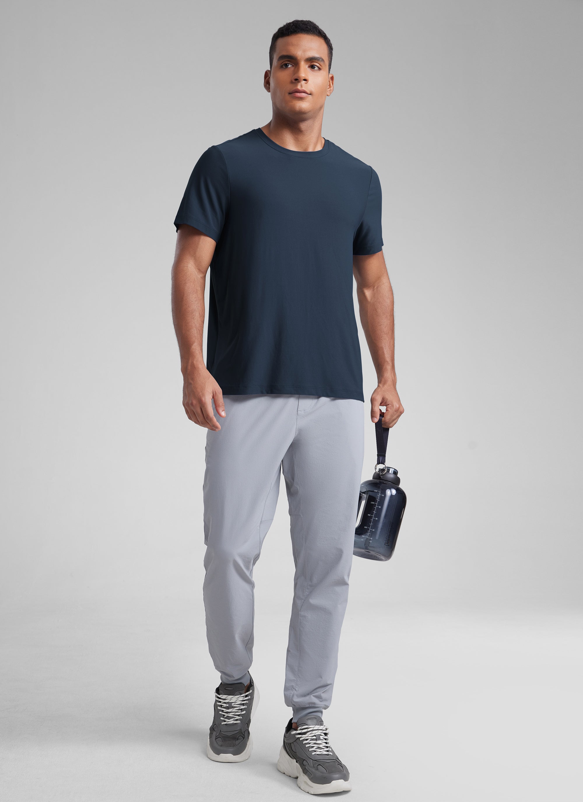 CRZ YOGA Men's Workout Lightweight Athletic Casual Short Sleeve Shirt True Navy