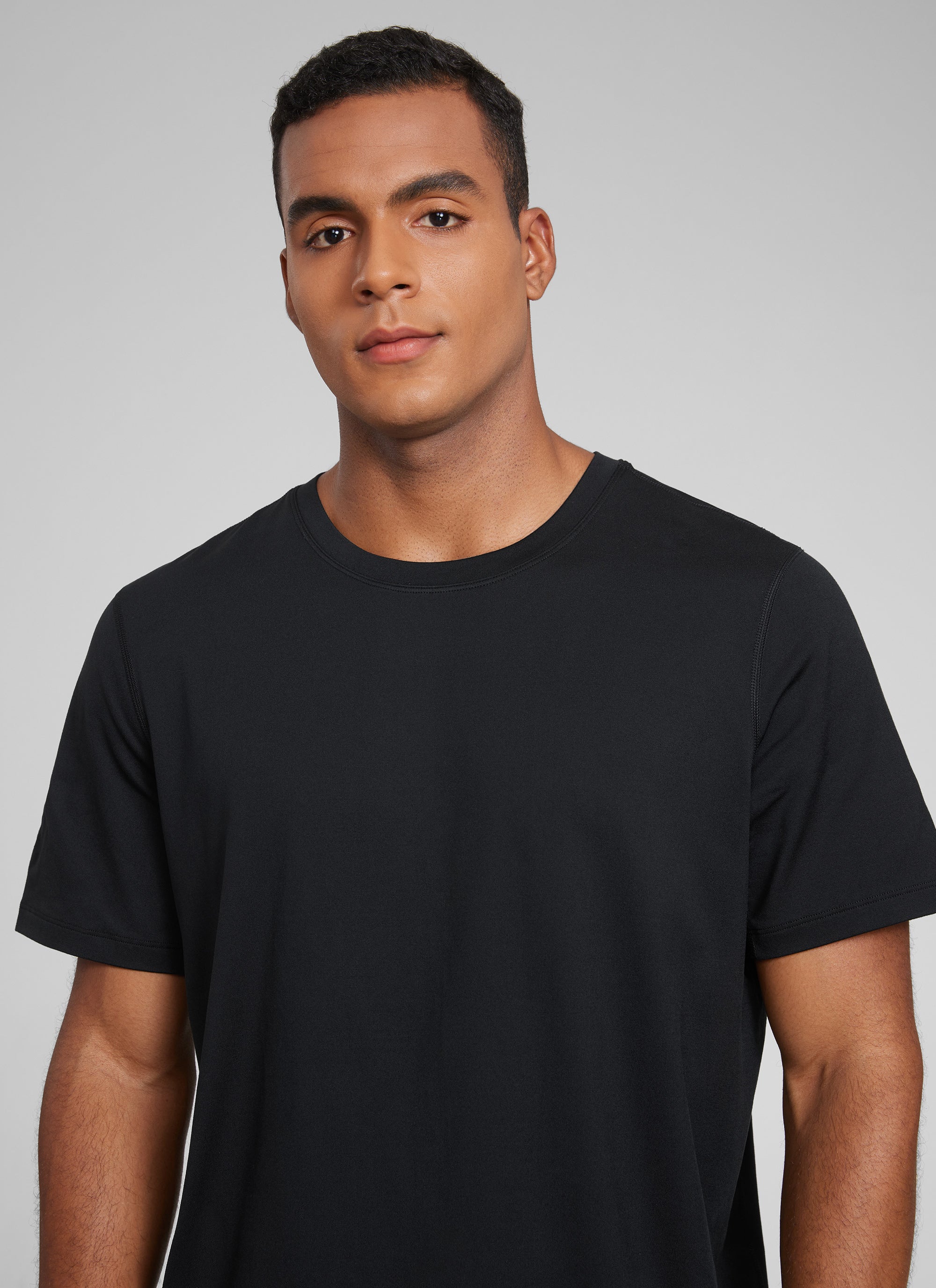 CRZ YOGA Men's Midweight Soft Breathable Casual Athletic Short Sleeve Black