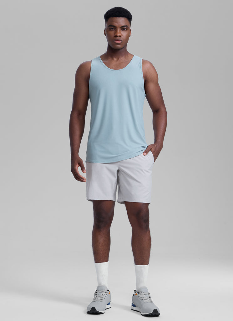 CRZ YOGA Men's Train Classic Fit Quick Dry Sleeveless Tank Light grayish blue