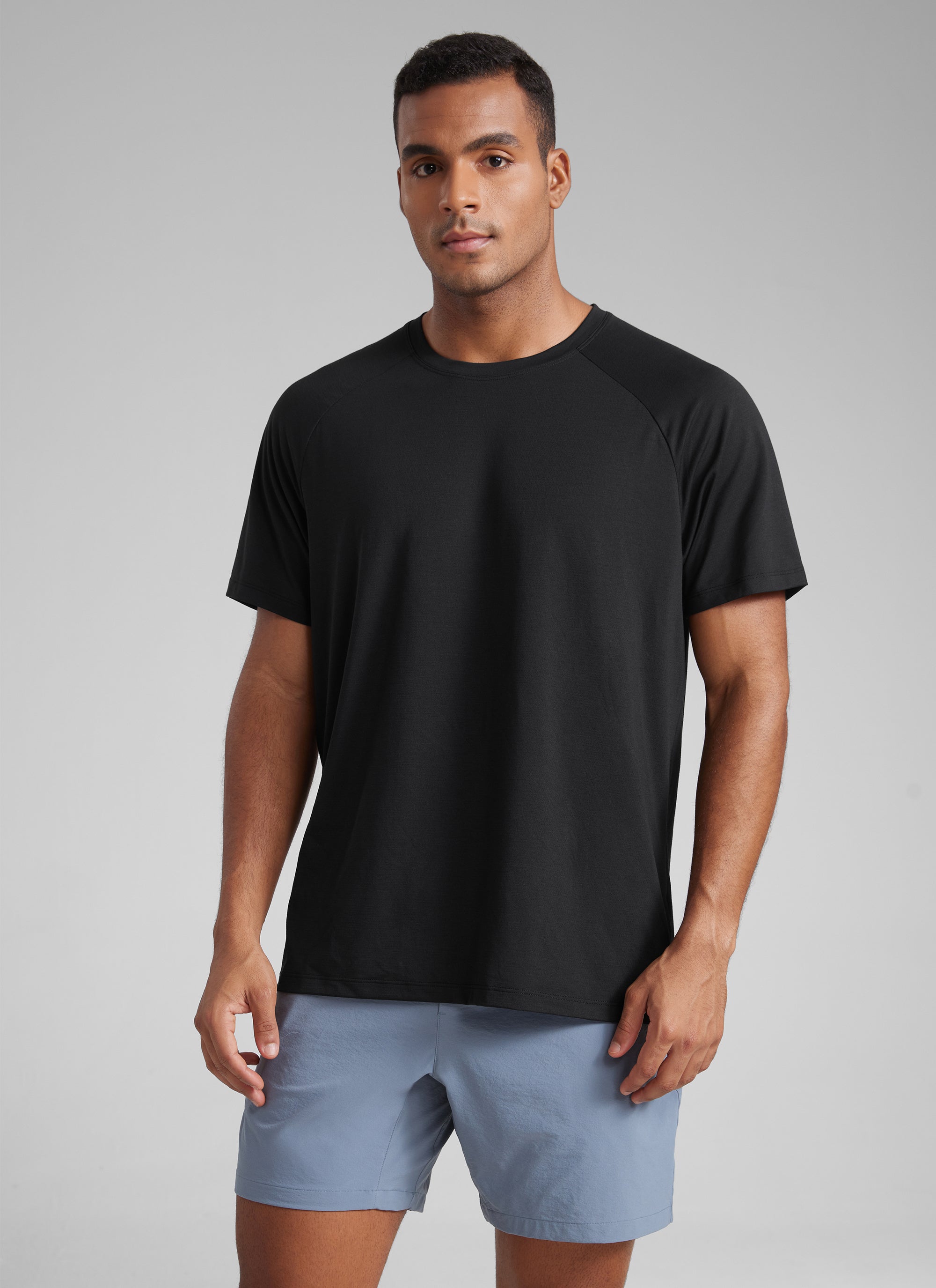 CRZ YOGA Men's Training Classic Fit Shirts Mech Short Sleeves Black