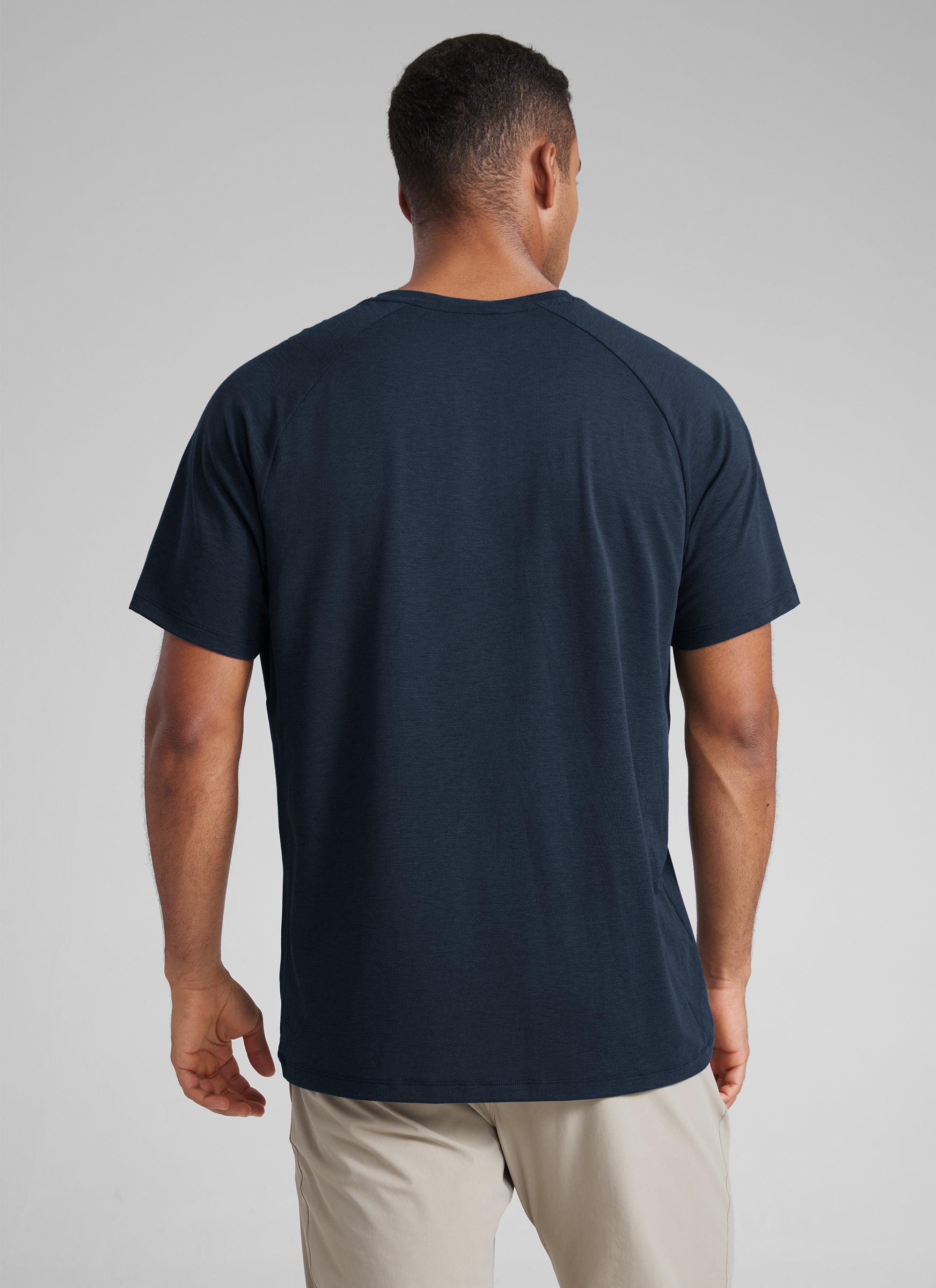 CRZ YOGA Men's Training Classic Fit Shirts Mech Short Sleeves True Navy