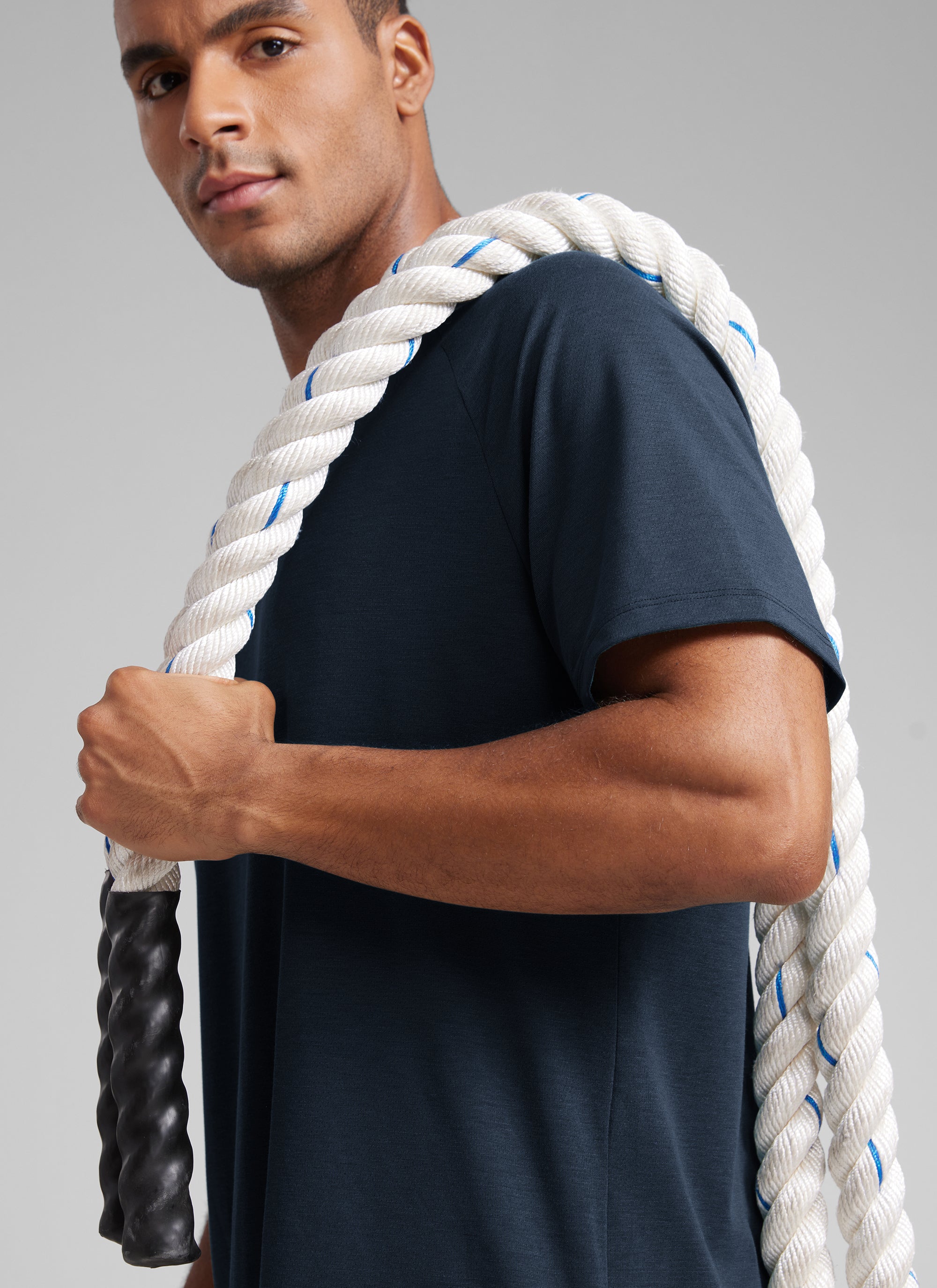 CRZ YOGA Men's Training Classic Fit Shirts Mech Short Sleeves True Navy