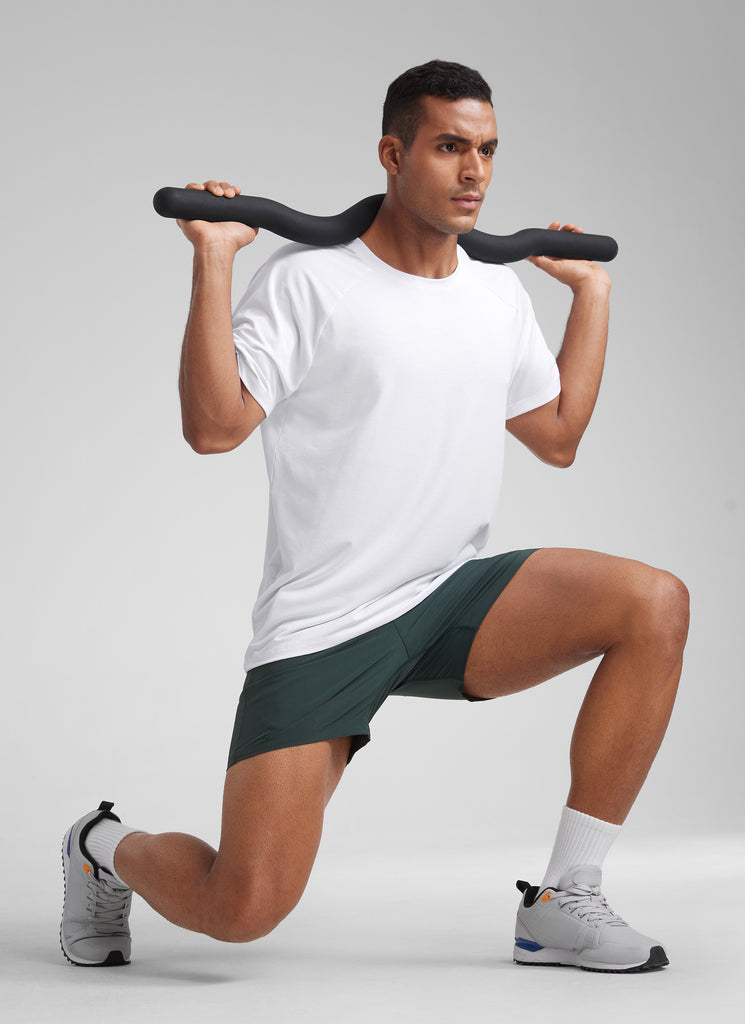 CRZ YOGA Men's Training Classic Fit Shirts Mech Short Sleeves White