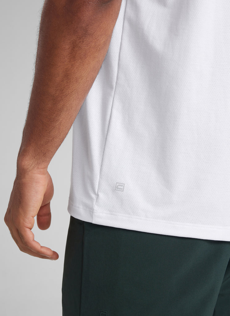 CRZ YOGA Men's Training Classic Fit Shirts Mech Short Sleeves White