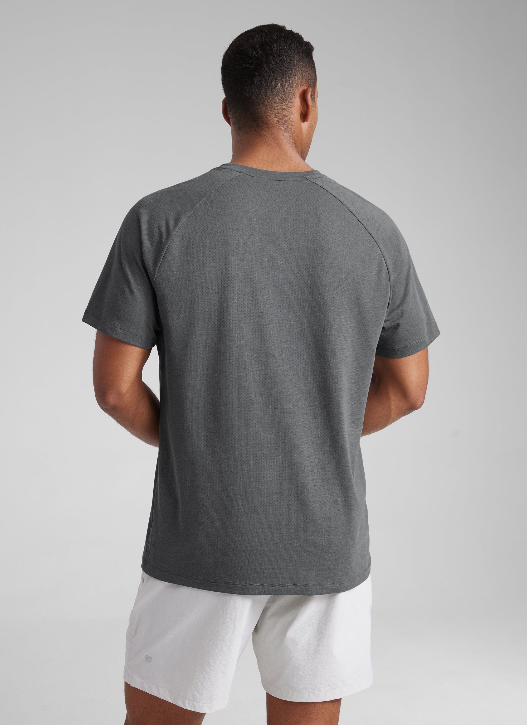 CRZ YOGA Men's Training Classic Fit Shirts Mech Short Sleeves Slate Blue