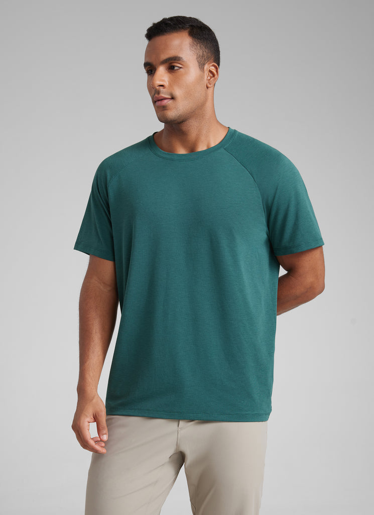 CRZ YOGA Men's Training Classic Fit Shirts Mech Short Sleeves Dark Carbon