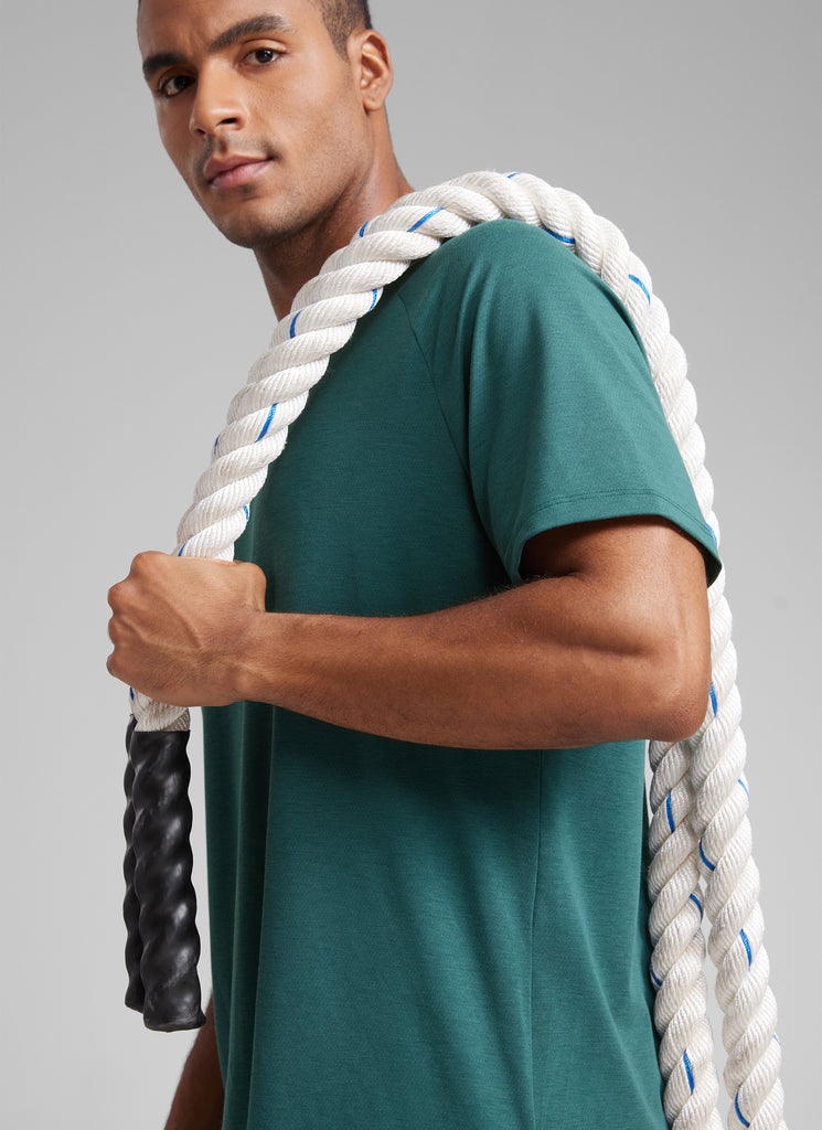 CRZ YOGA Men's Training Classic Fit Shirts Mech Short Sleeves Grey Sage