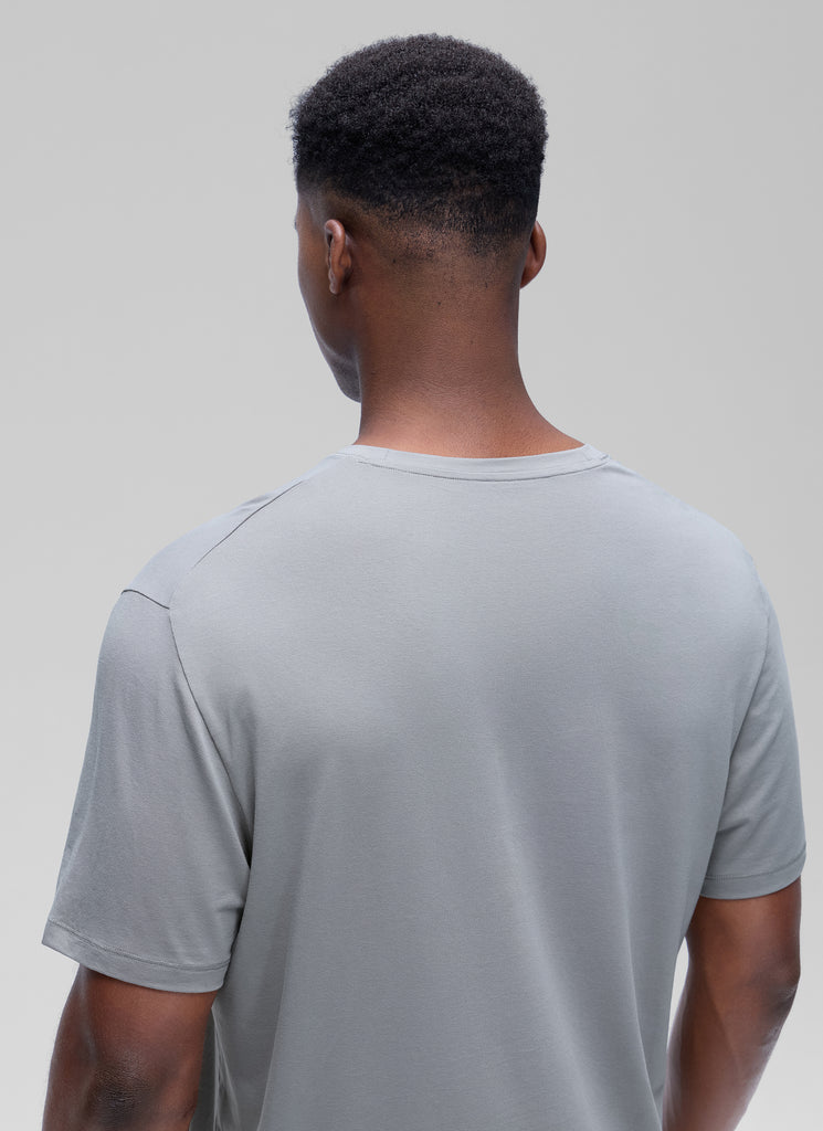 CRZ YOGA Men's Casual Classic Fit Shirts Pima Cotton Short Sleeves Silver Gray