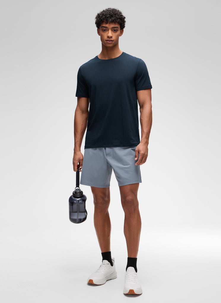 CRZ YOGA Men's Casual Classic Fit Shirts Pima Cotton Short Sleeves True Navy