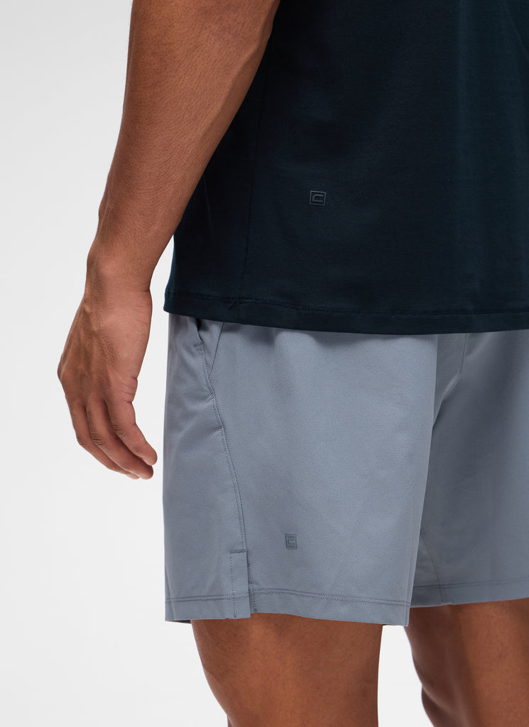 CRZ YOGA Men's Casual Classic Fit Shirts Pima Cotton Short Sleeves True Navy