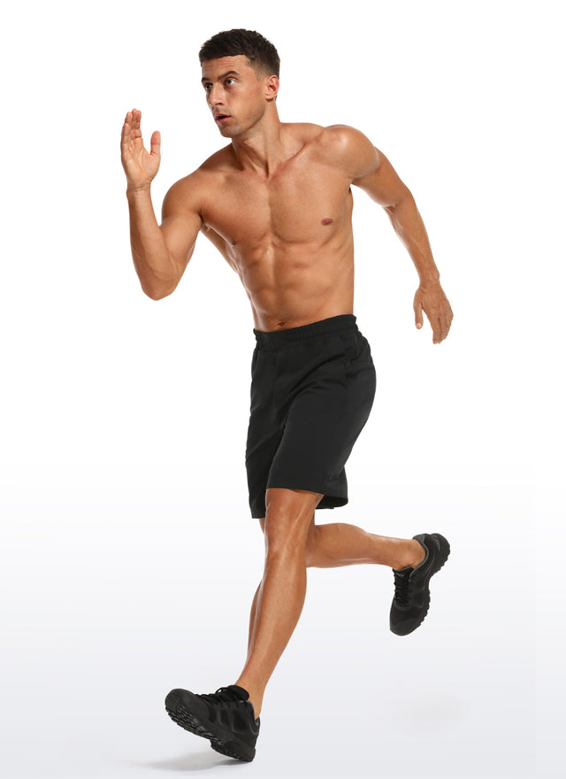 CRZ YOGA Men's Train Run Classic Fit Feathery-Fit Lined Shorts 9'' Black