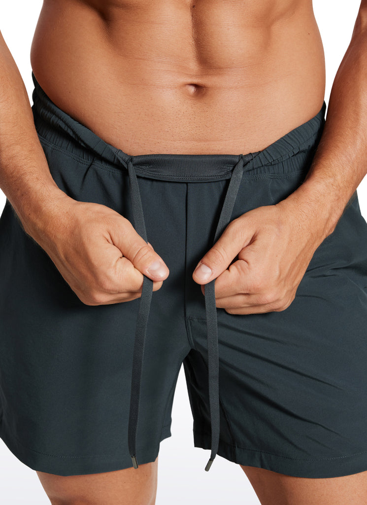 CRZ YOGA Men's Train Feathery-Fit 2 in 1 Shorts 5'' with pockets Melanite