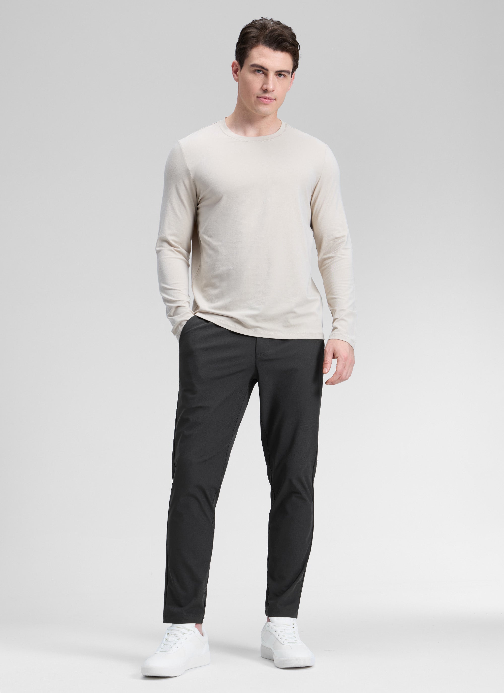 CRZ YOGA Mens Work Classic Fit All-Day Comfort Golf Pants Pockets 30'' Ink Gray